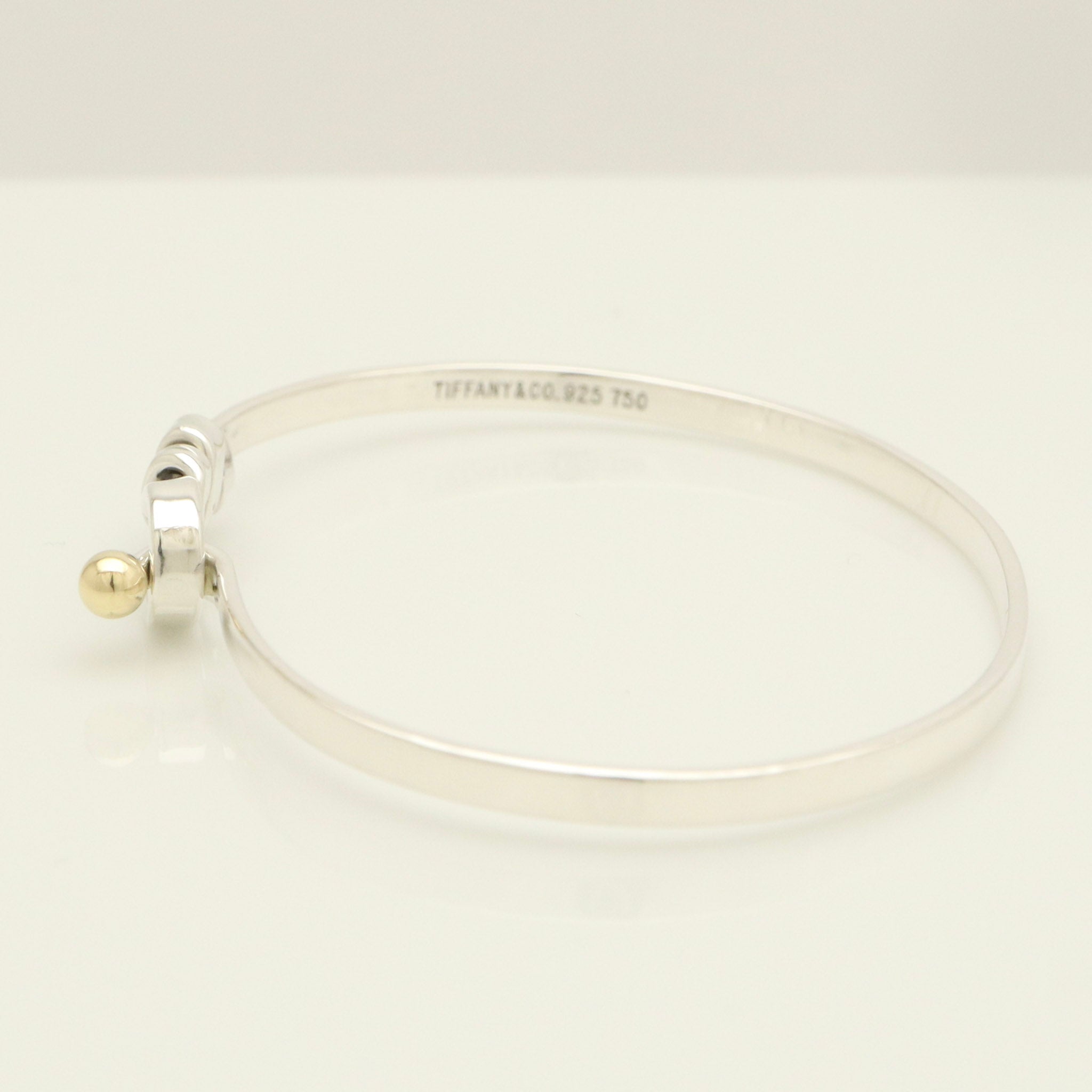 Tiffany & Co. Hook & Eye Bangle Sterling Silver 925 Gold 18k