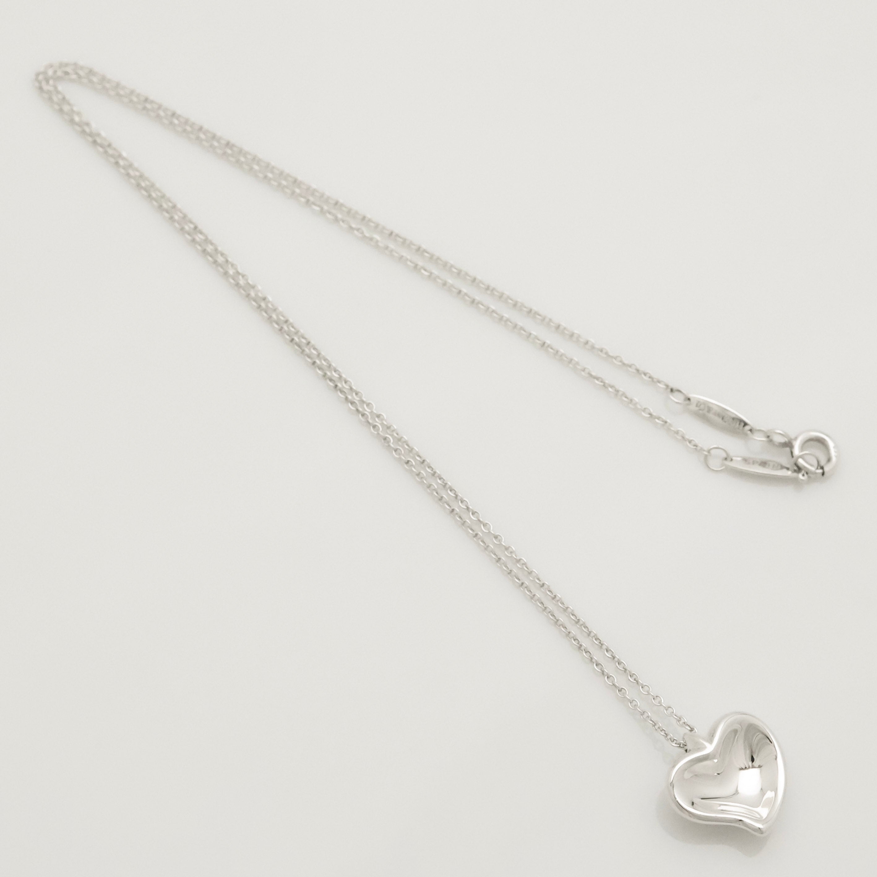 Tiffany & Co. Peretti Curved Full Heart Necklace Sterling Silver 925