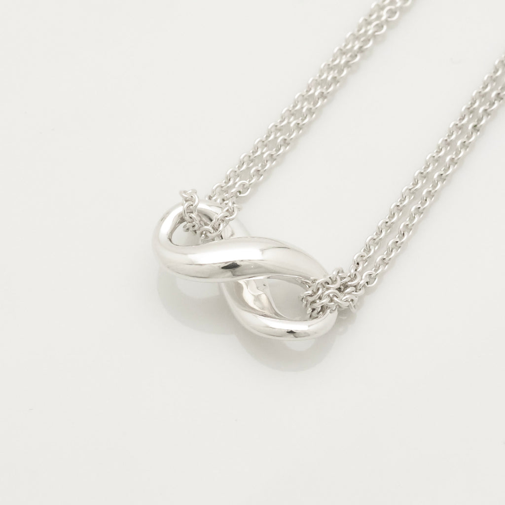 Tiffany & Co. Infinity Double Chain Necklace Sterling Silver 925