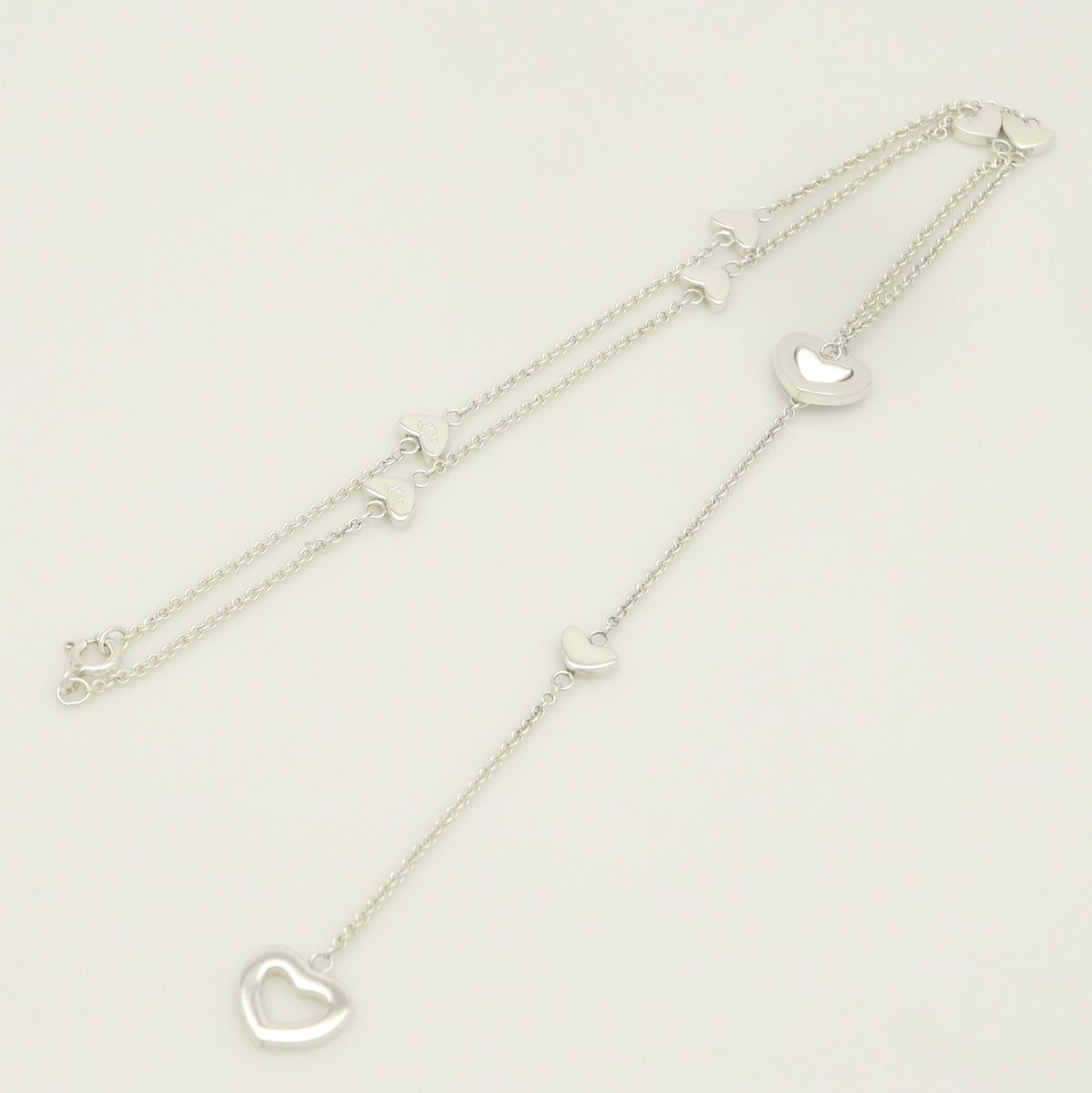 Tiffany & Co. Heart Link Lariat Necklace Pendant Sterling Silver 925