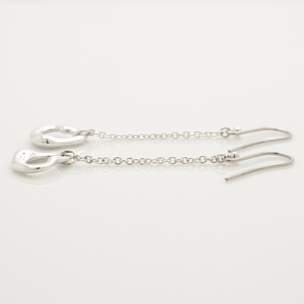 Tiffany & Co Elsa Peretti Open Heart Drop Dangle Earrings Sterling Silver 925