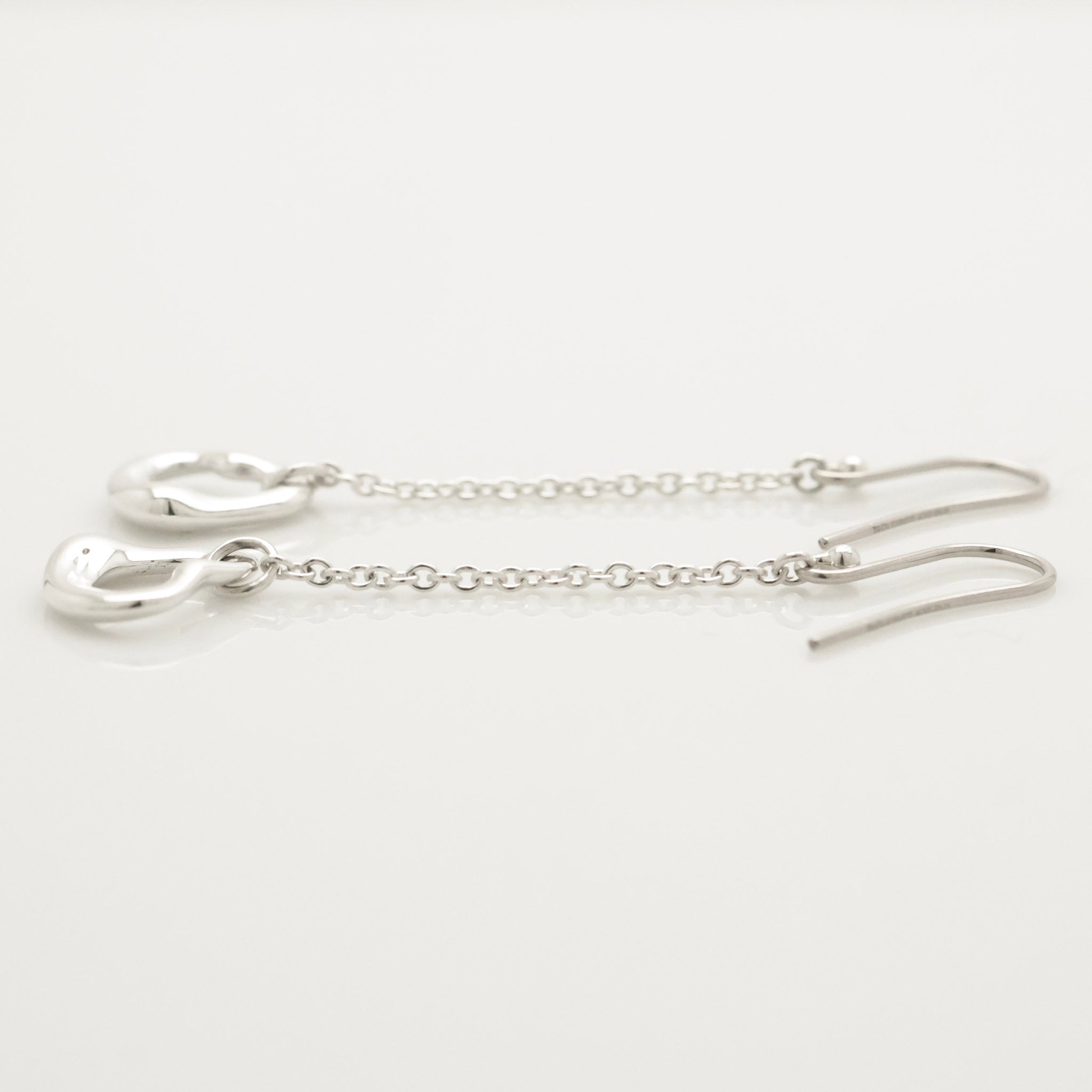 Tiffany & Co Elsa Peretti Open Heart Drop Dangle Earrings Sterling Silver 925