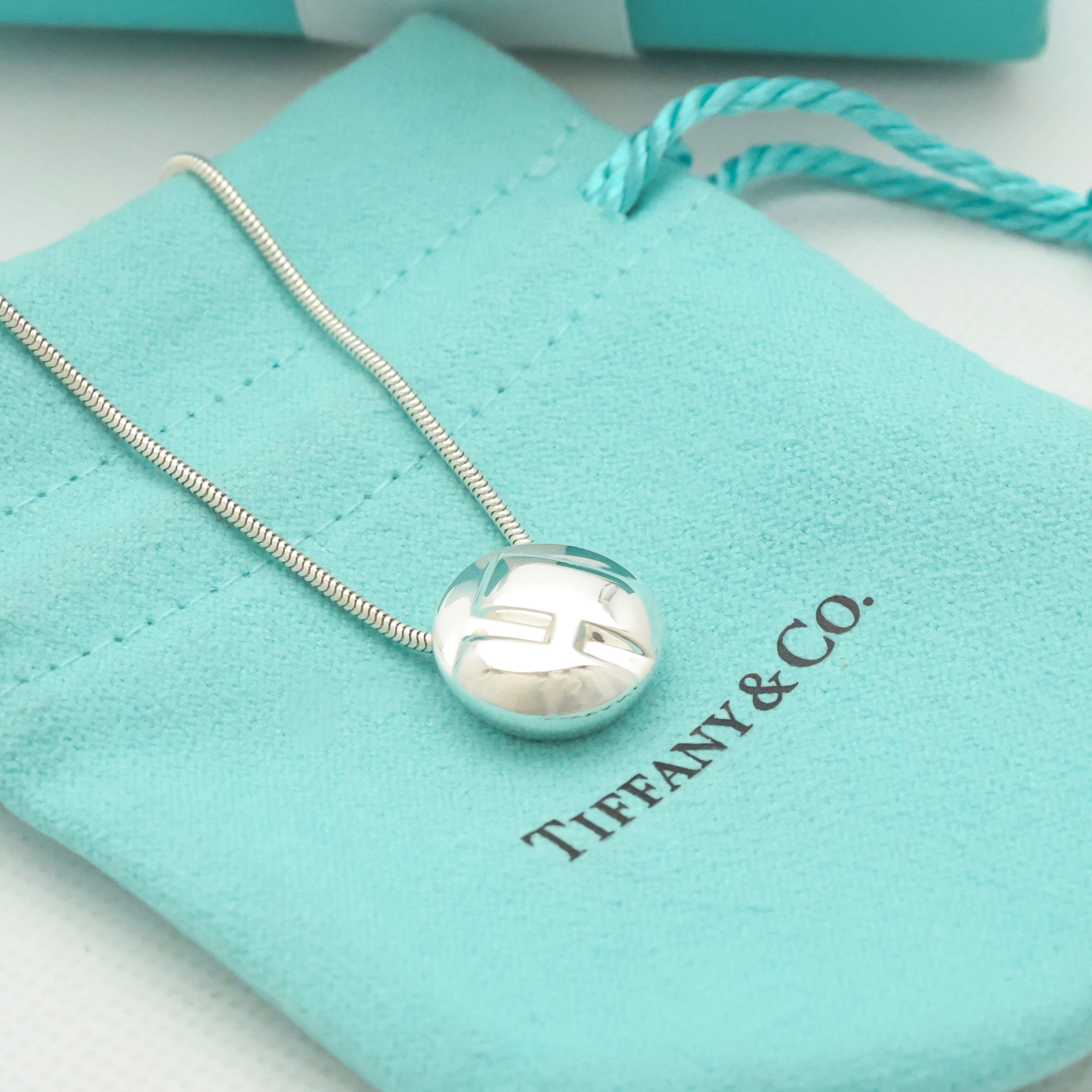 TIFFANY&Co. イニシャル レター H ラウンド スネーク チェーン ネックレス AG925