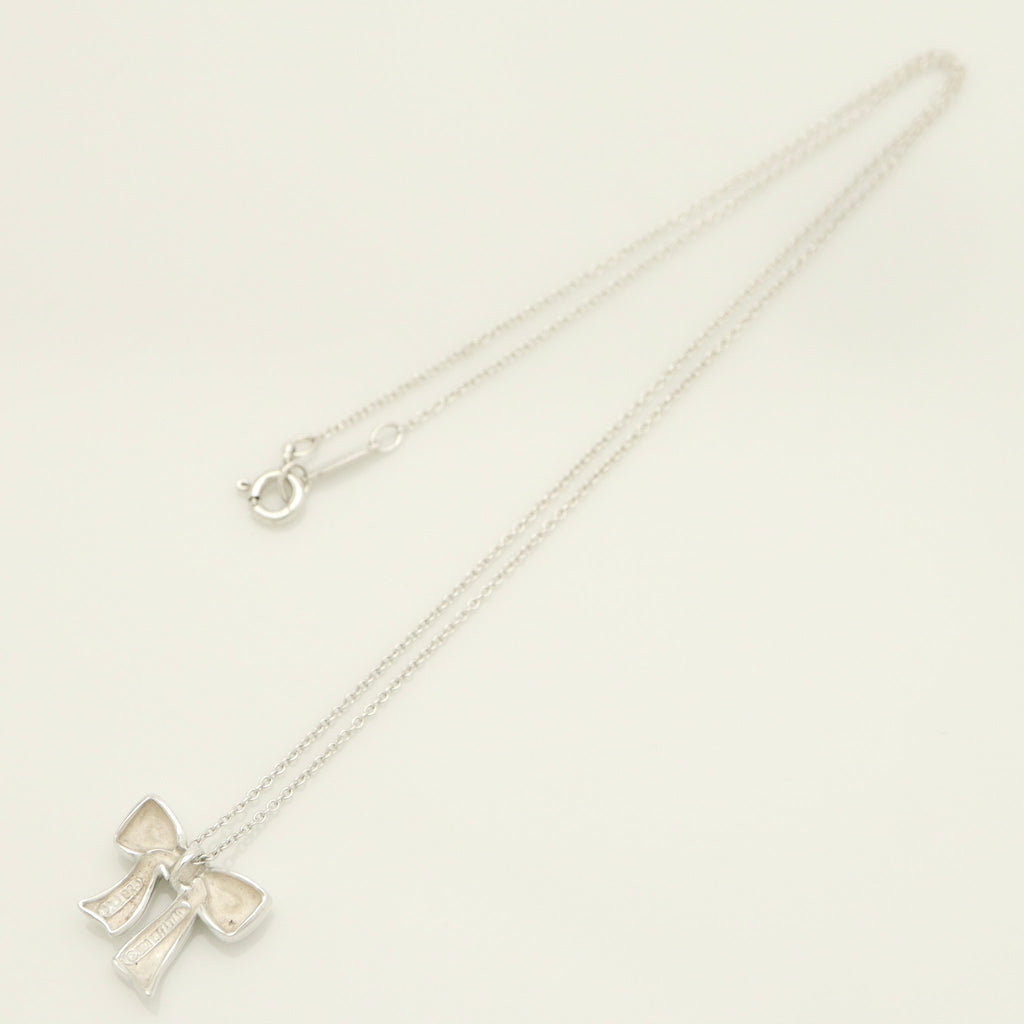 Tiffany & Co. Rare Bow Ribbon Necklace Pendant  Sterling Silver 925 