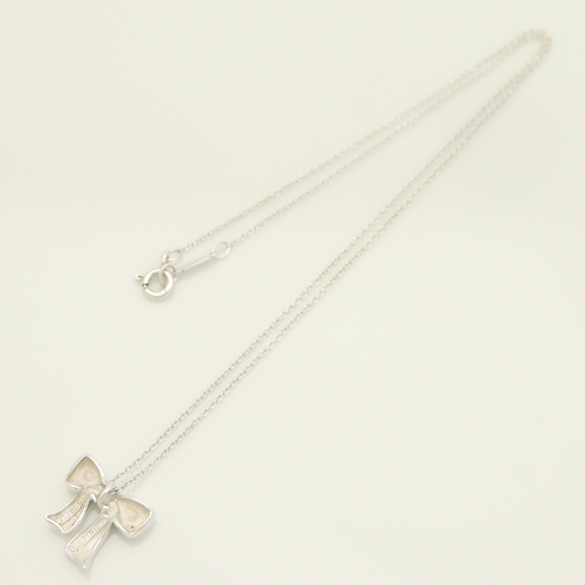 Tiffany & Co. Rare Bow Ribbon Necklace Pendant  Sterling Silver 925 