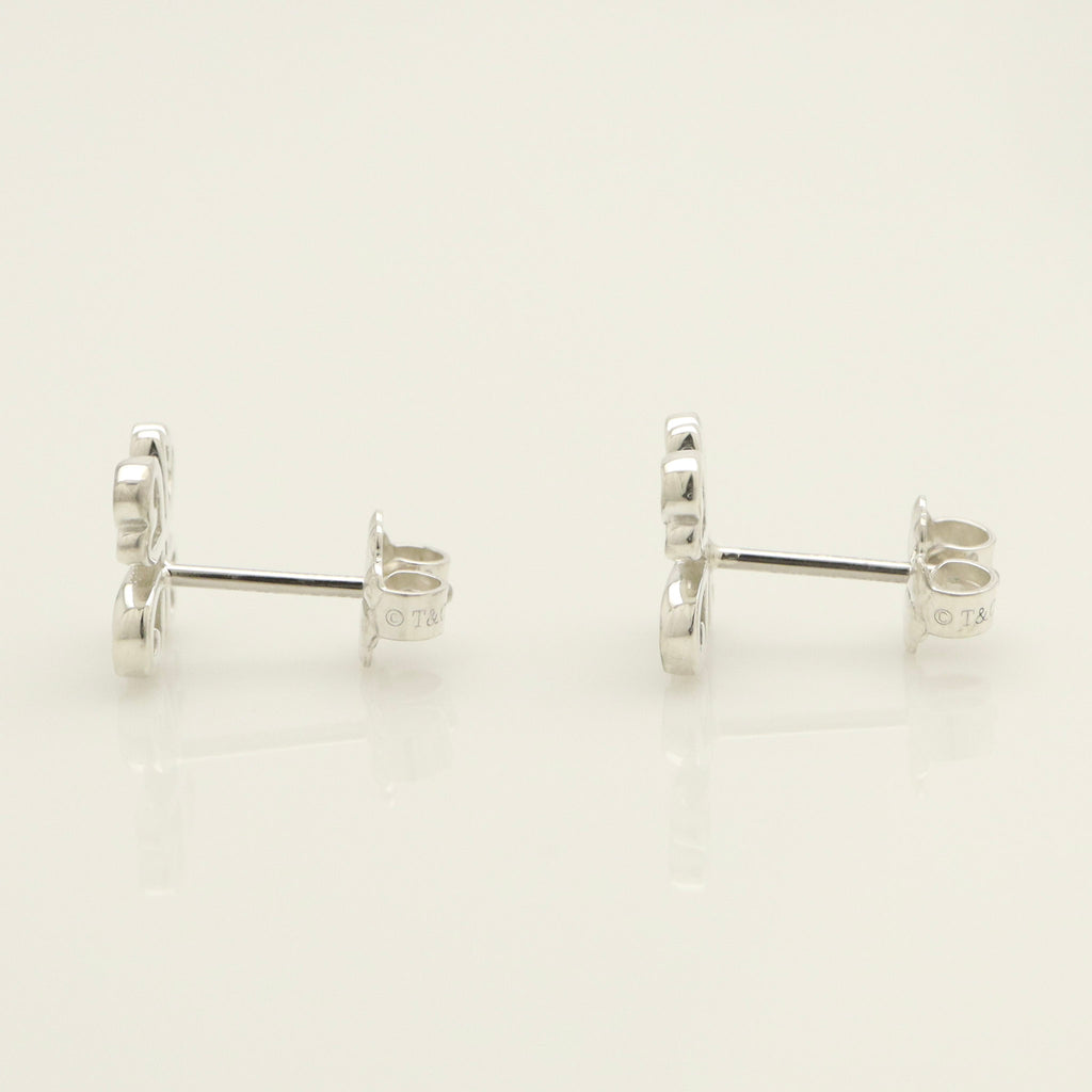  Tiffany & Co. Picasso Loving Heart Clover Stud Earrings Sterling Silver 925 