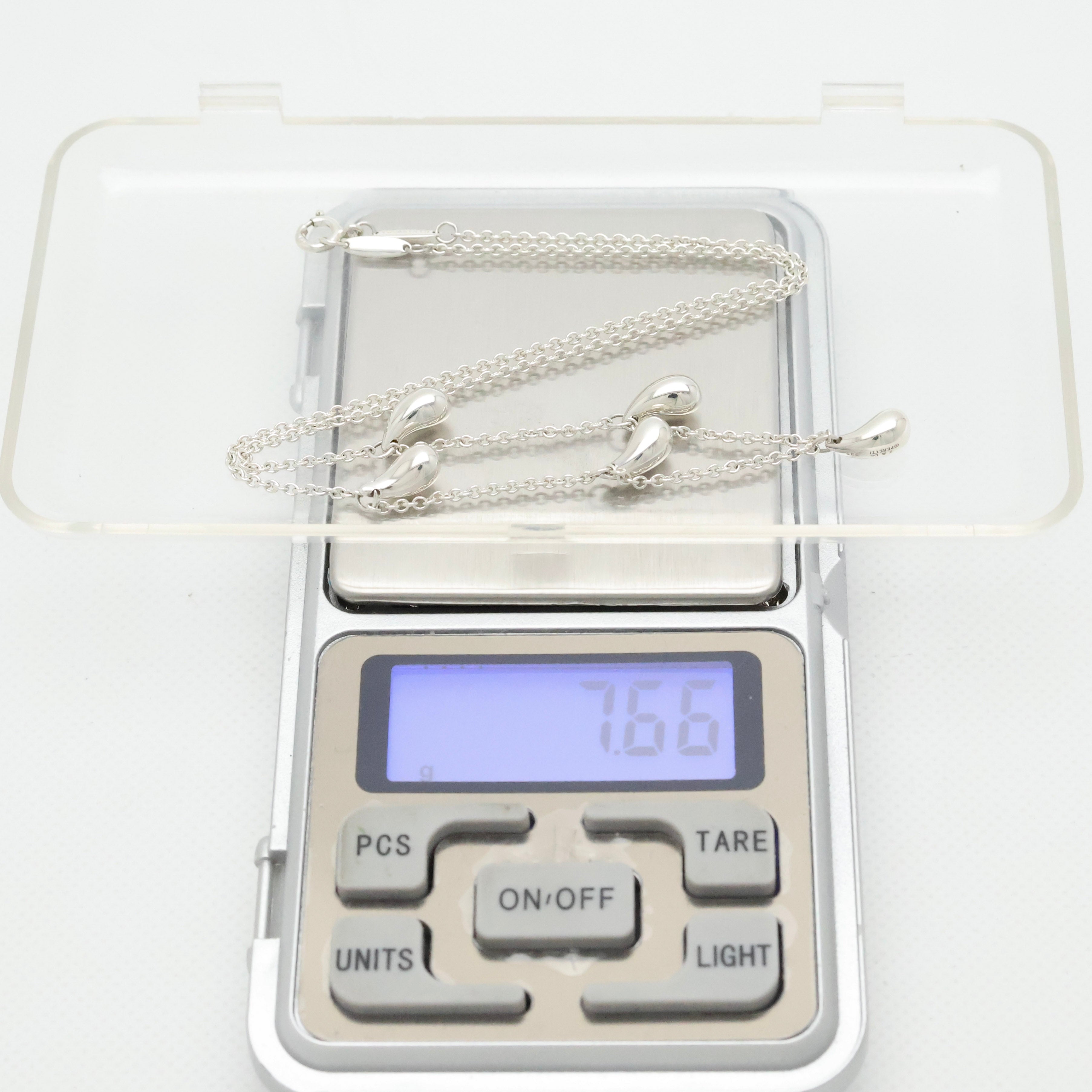 Tiffany & Co. Elsa Peretti Five 5 Teardrop Necklace Sterling Silver 925