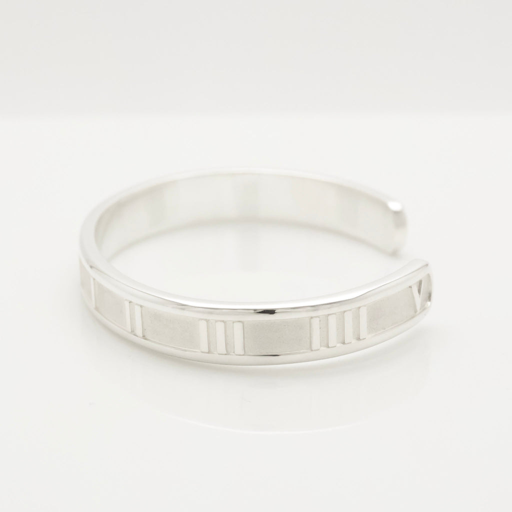 Tiffany & Co. Atlas Roman Numerals Cuff Bangle Bracelet Sterling Silver 925