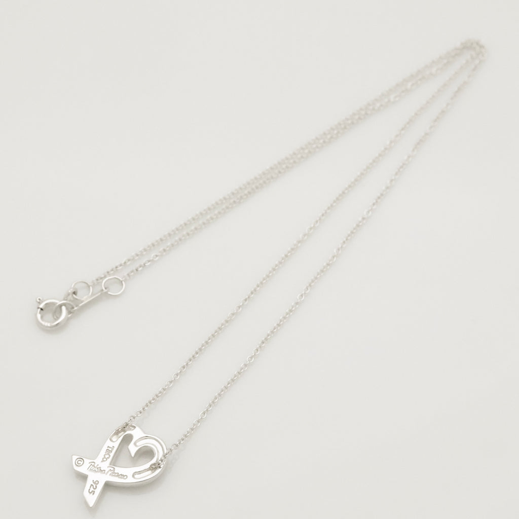 Tiffany & Co. Loving Heart Diamond Pendant Necklace Sterling Silver 925