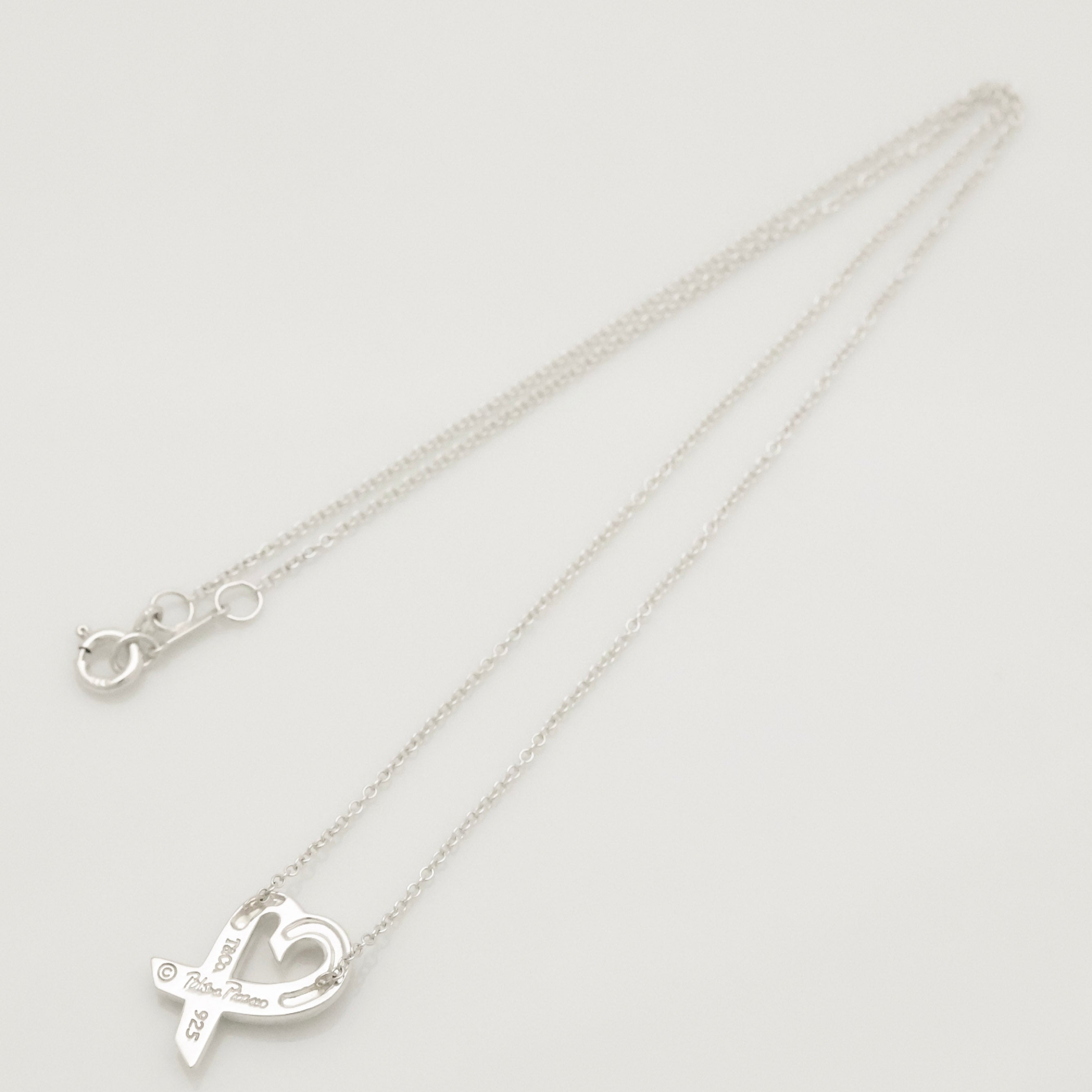 Tiffany & Co. Loving Heart Diamond Pendant Necklace Sterling Silver 925