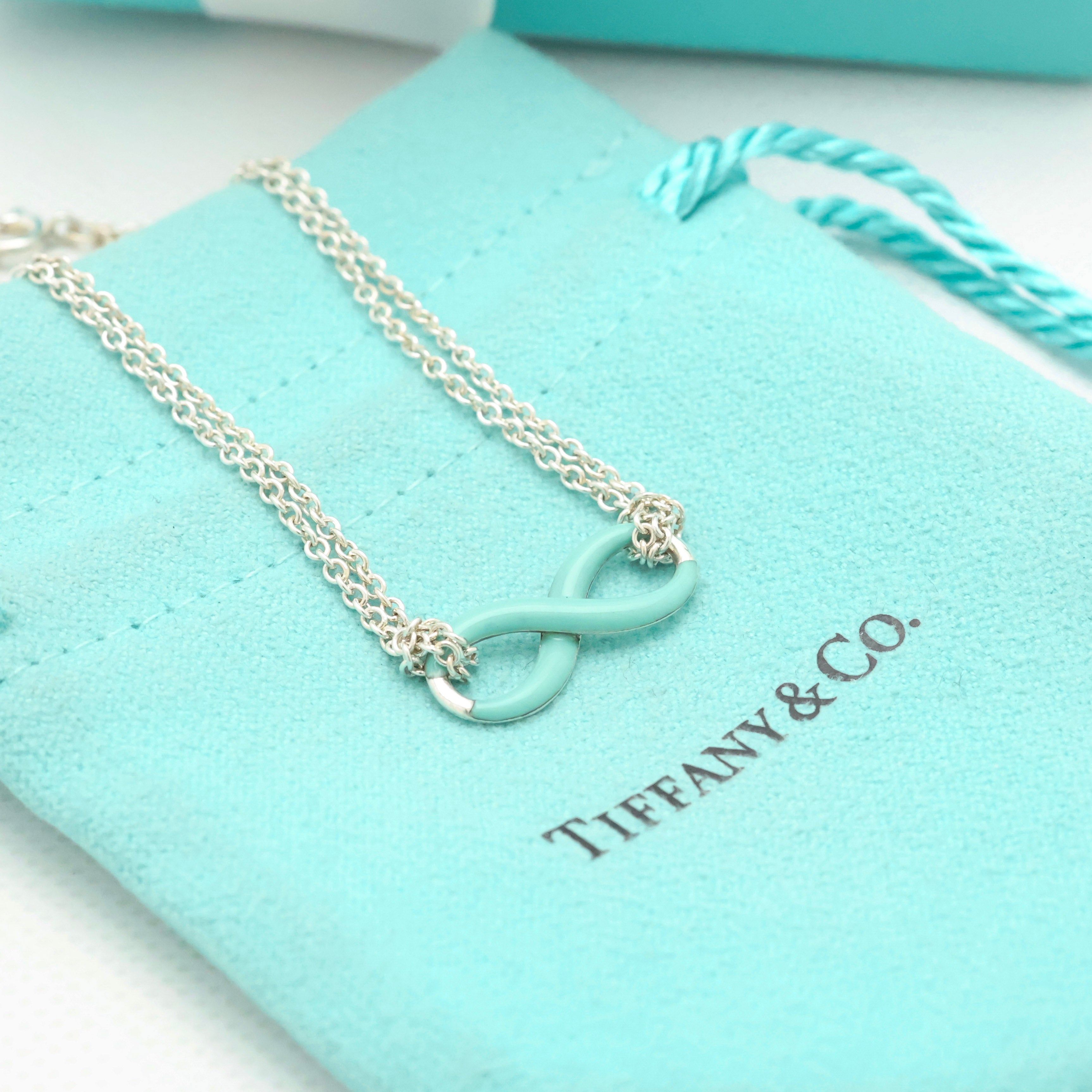 TIFFANY&Co. インフィニティ ブルー エナメル ダブル チェーン ブレスレット AG925