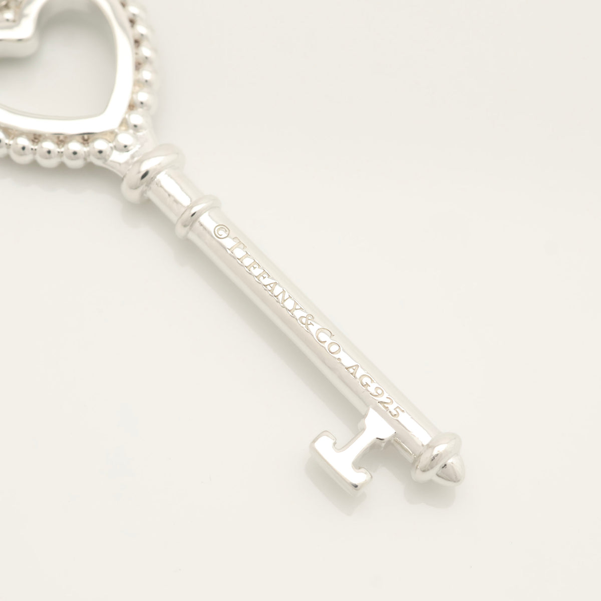  Tiffany & Co. Blue Enamel Beaded Heart Key Charm Sterling Silver 925　