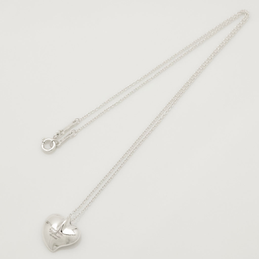 Tiffany & Co. Peretti Curved Full Heart Necklace Sterling Silver 925
