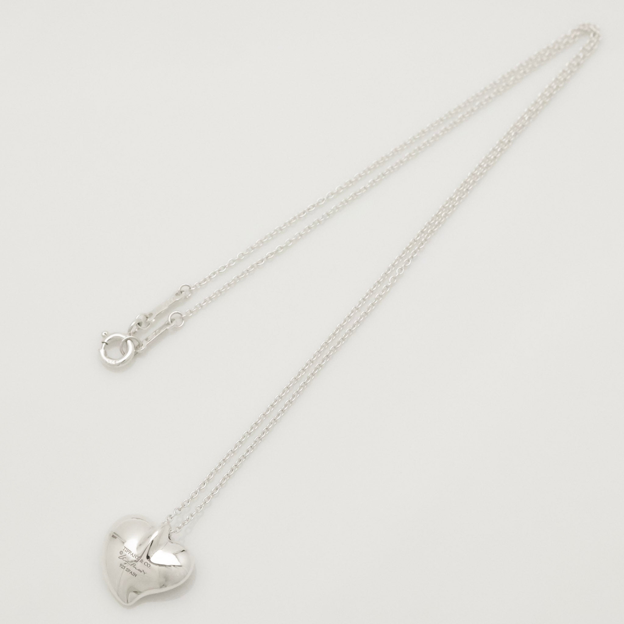 Tiffany & Co. Peretti Curved Full Heart Necklace Sterling Silver 925