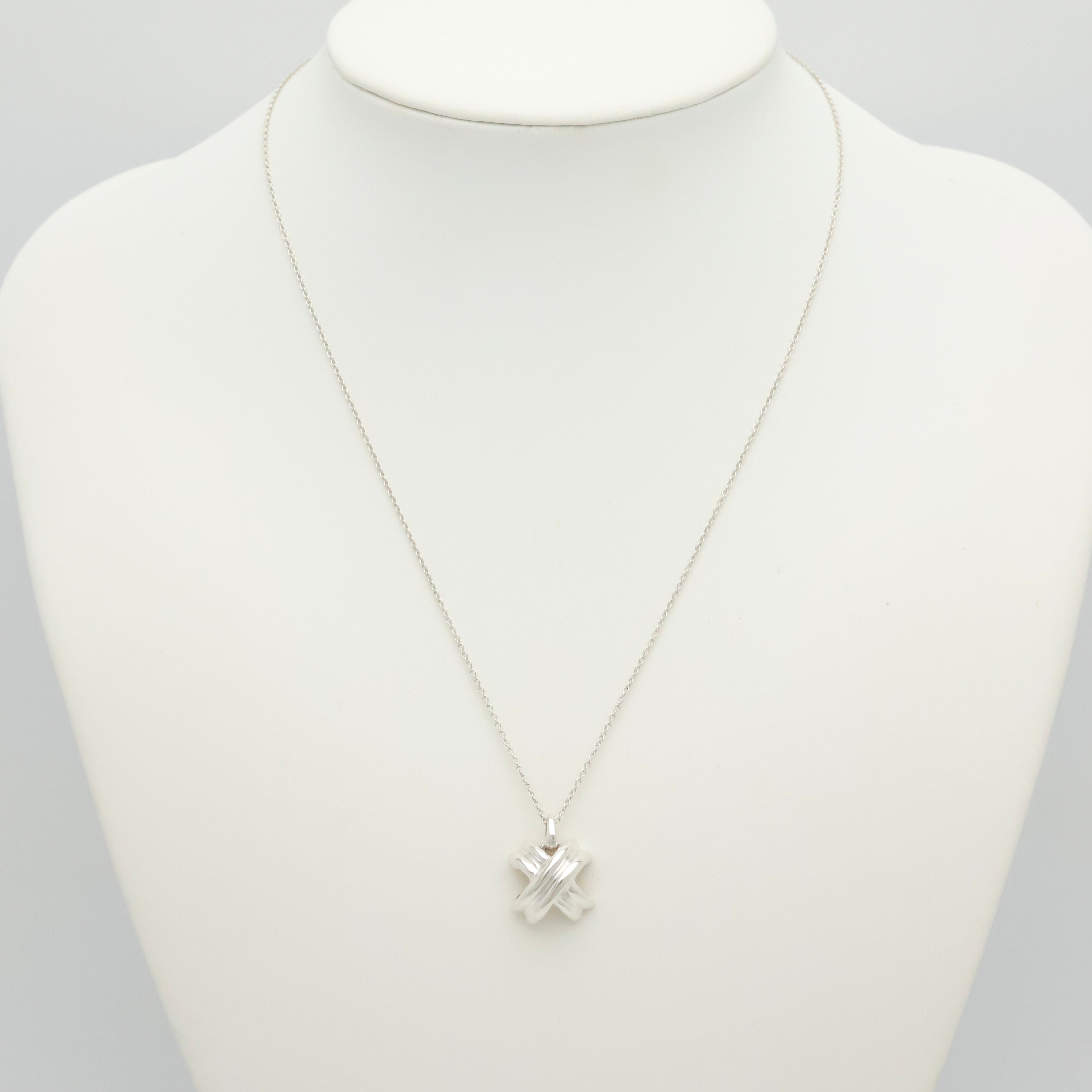 Tiffany & Co. Signature Cross Pendant Necklace Sterling Silver 925 