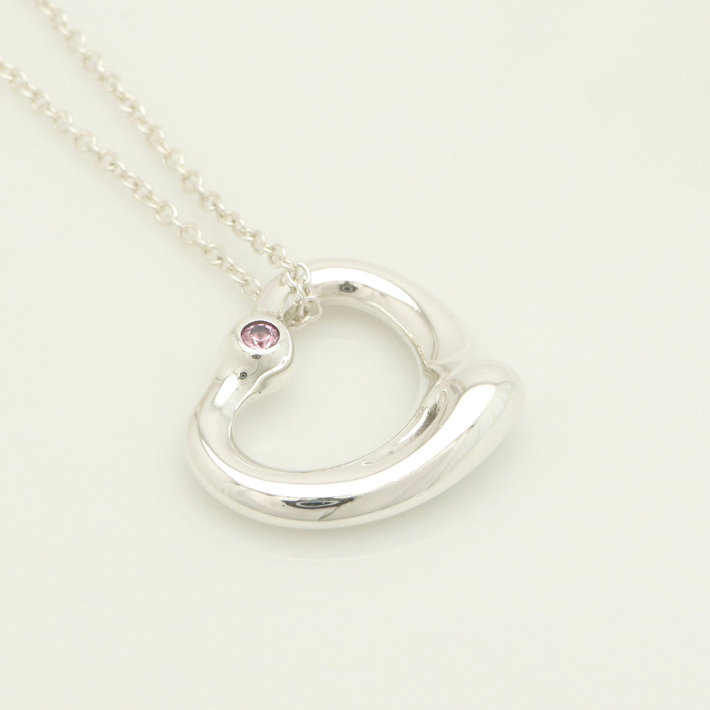 TIFFANY&Co. オープンハート 1P ピンク サファイア エルサペレッティ ネックレス AG925