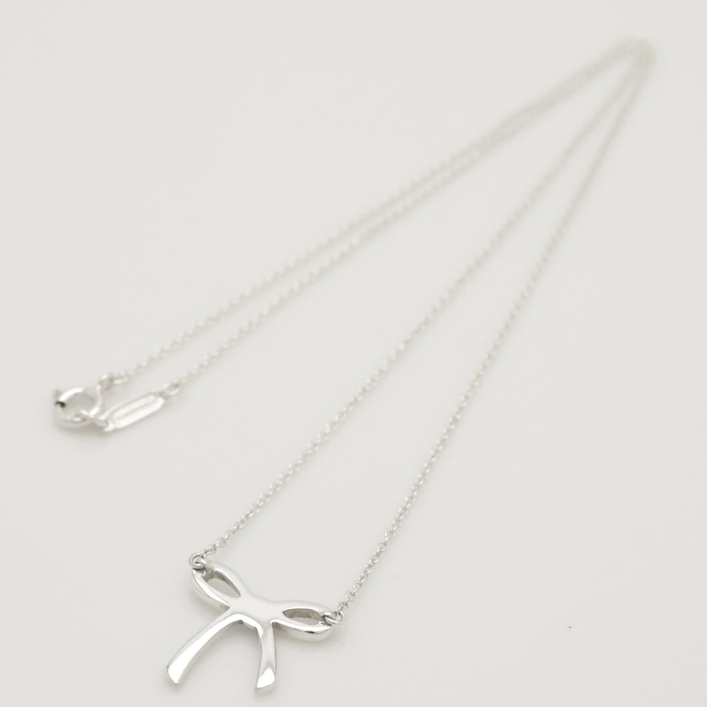 Tiffany & Co. Ribbon Bow Necklace Pendant  Sterling Silver 925 