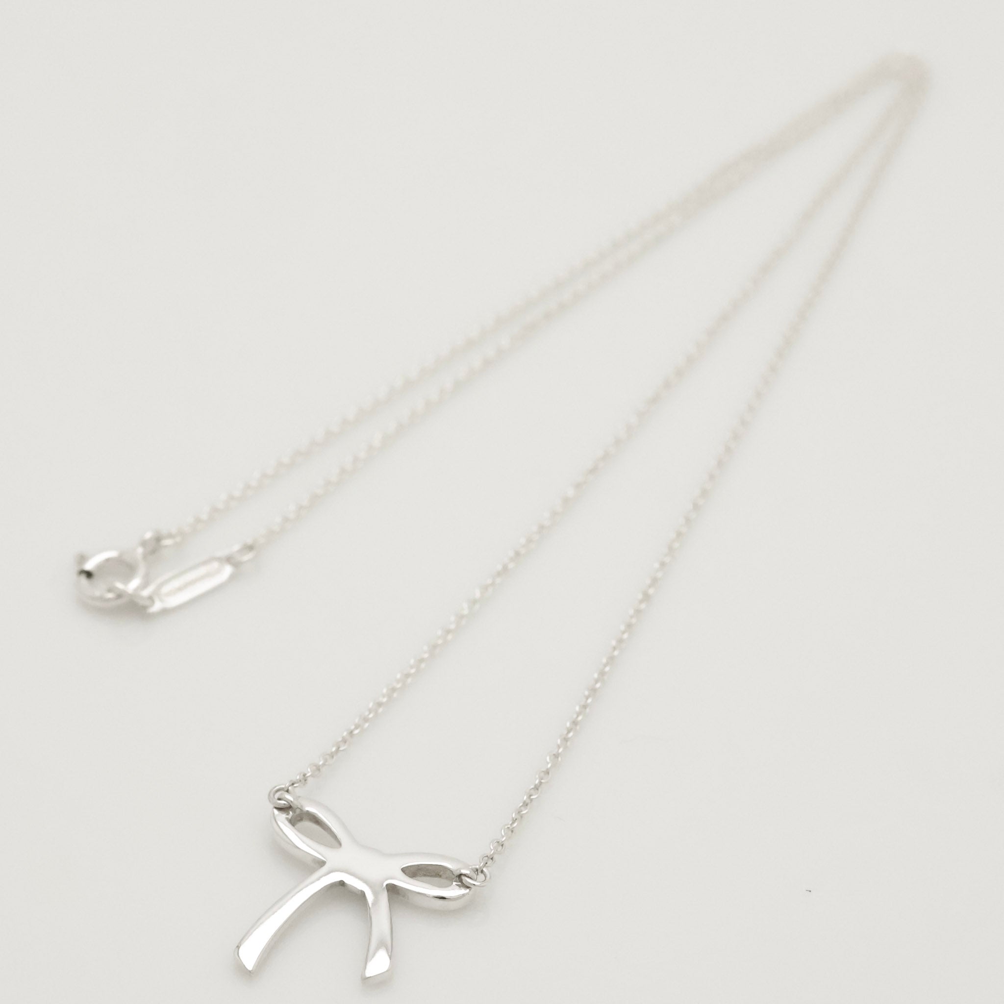Tiffany & Co. Ribbon Bow Necklace Pendant  Sterling Silver 925 