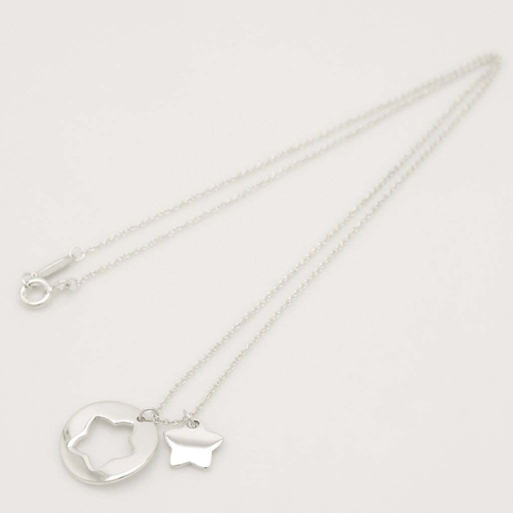 Tiffany & Co. Stencil Star Cutout Circle Necklace Sterling Silver 925 