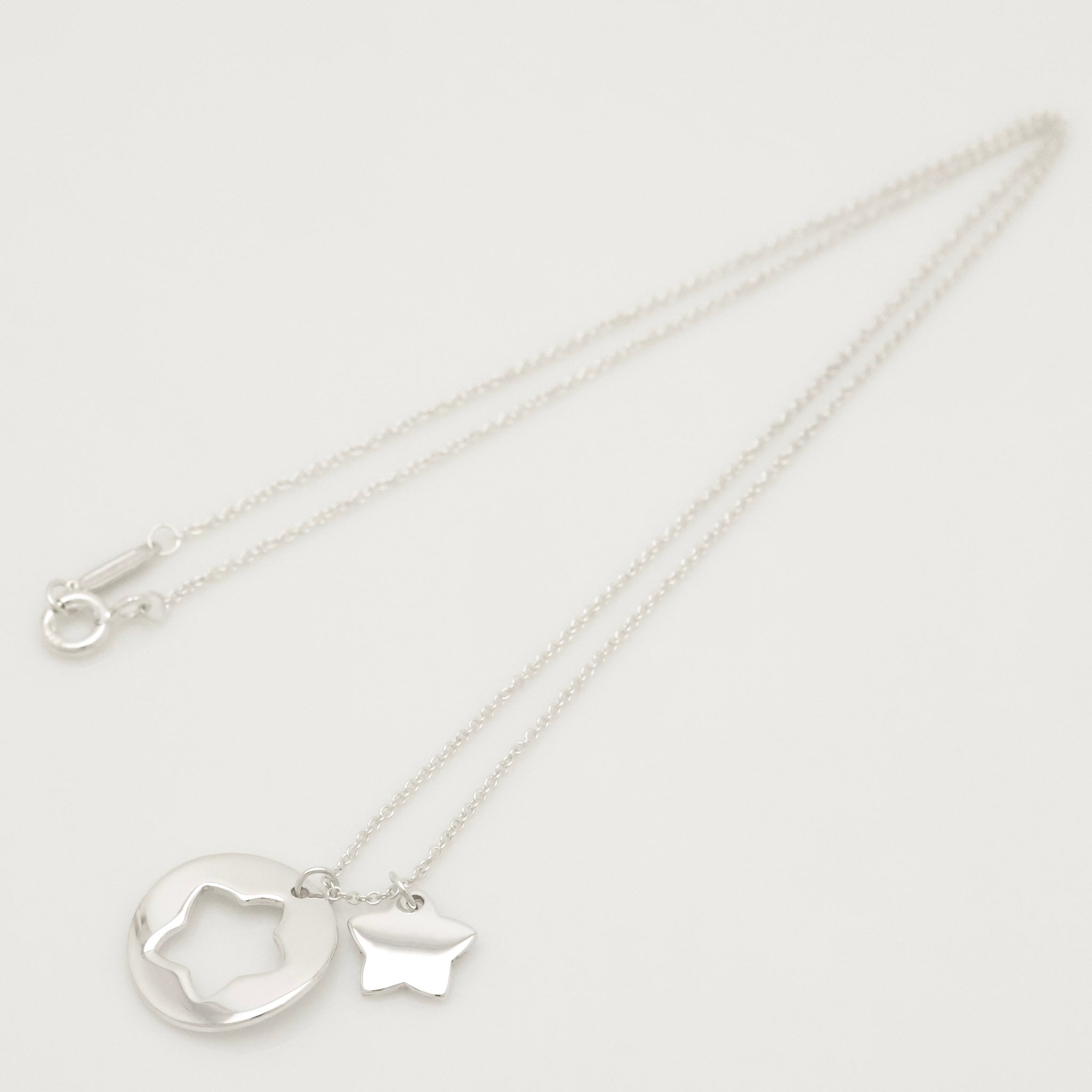 Tiffany & Co. Stencil Star Cutout Circle Necklace Sterling Silver 925 