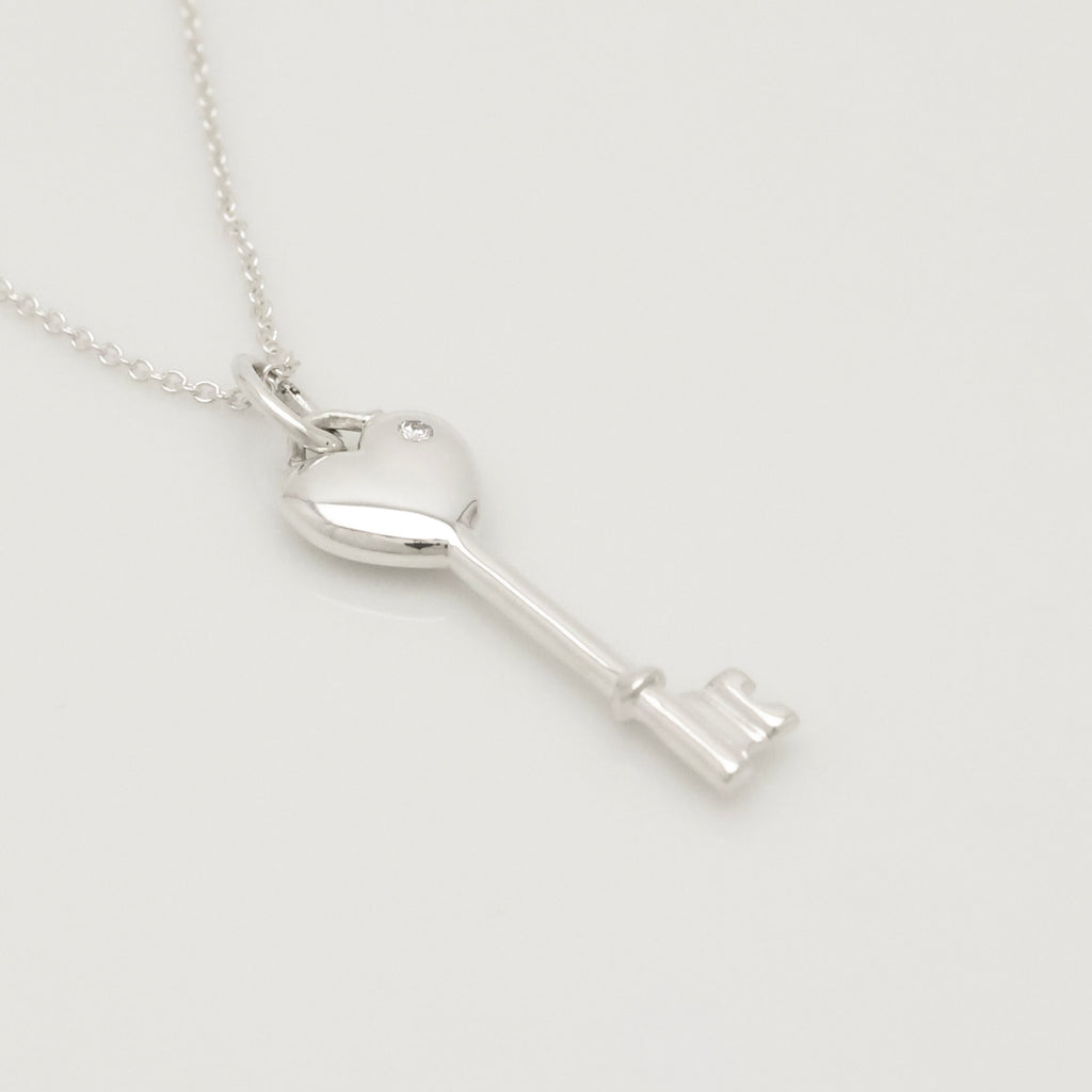 TIFFANY&Co. ハート キー 1P ダイヤモンド ネックレス AG925