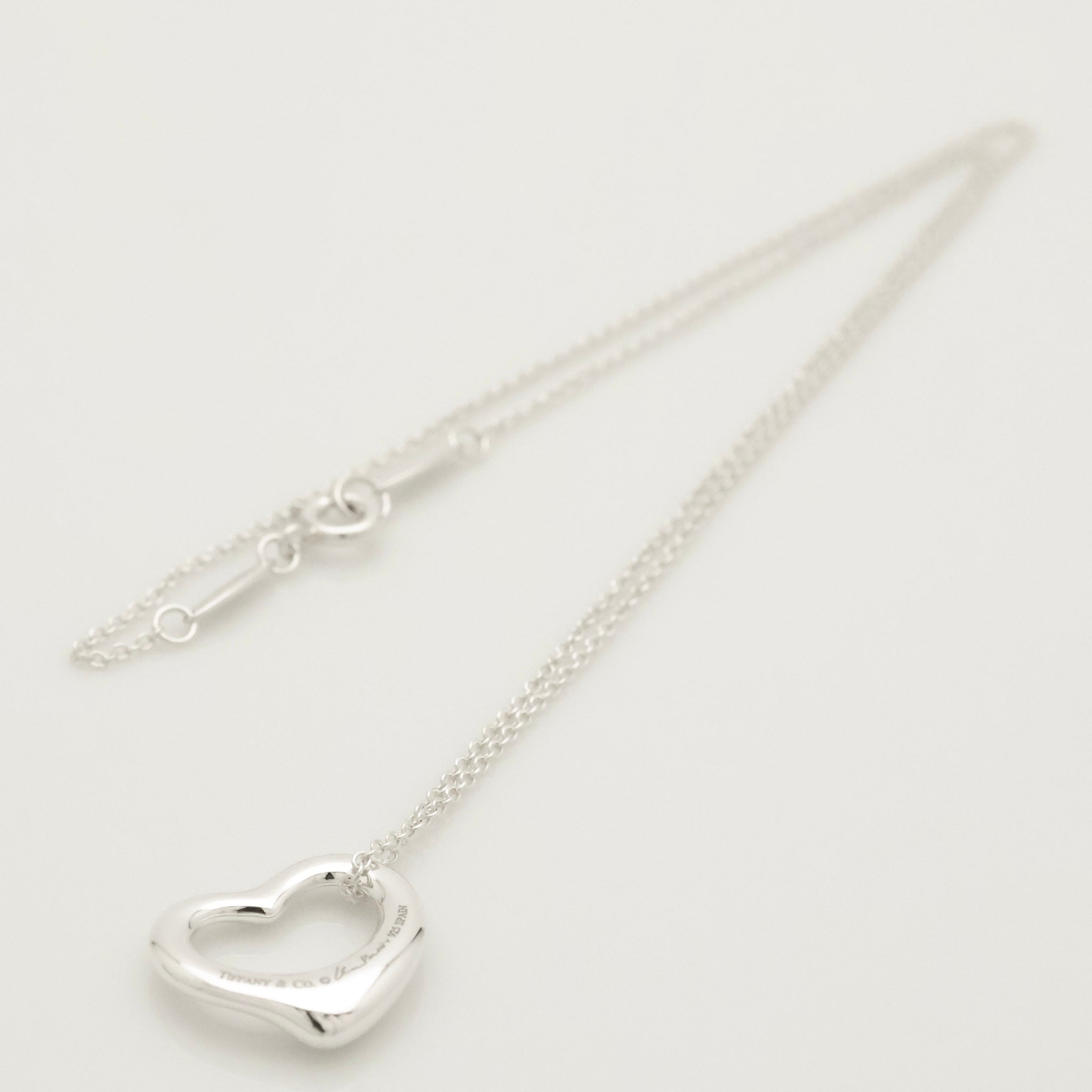 Tiffany & Co. Open Heart 16mm Pendant Necklace  Sterling Silver 925