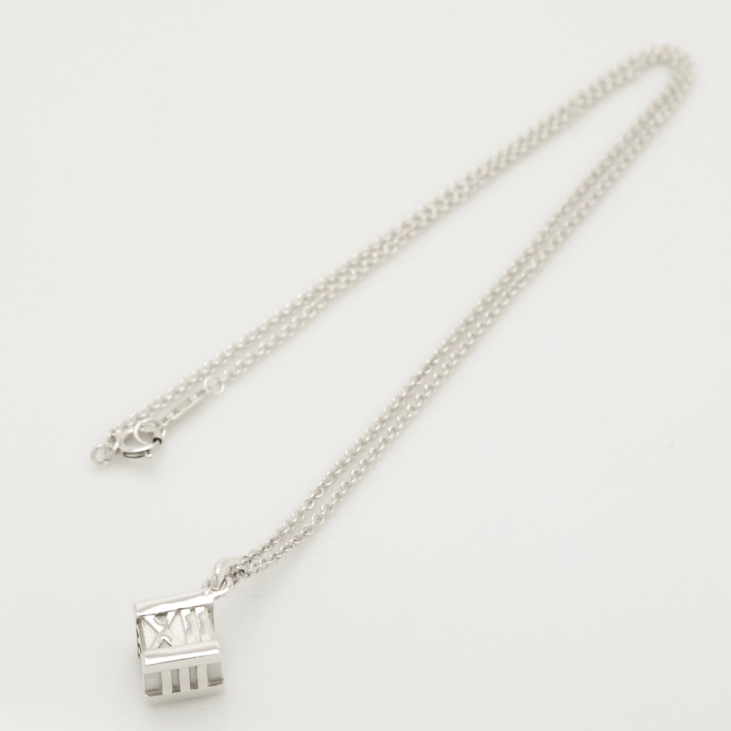  Tiffany & Co. Atlas Cube Necklace Pendant  Sterling Silver  925 