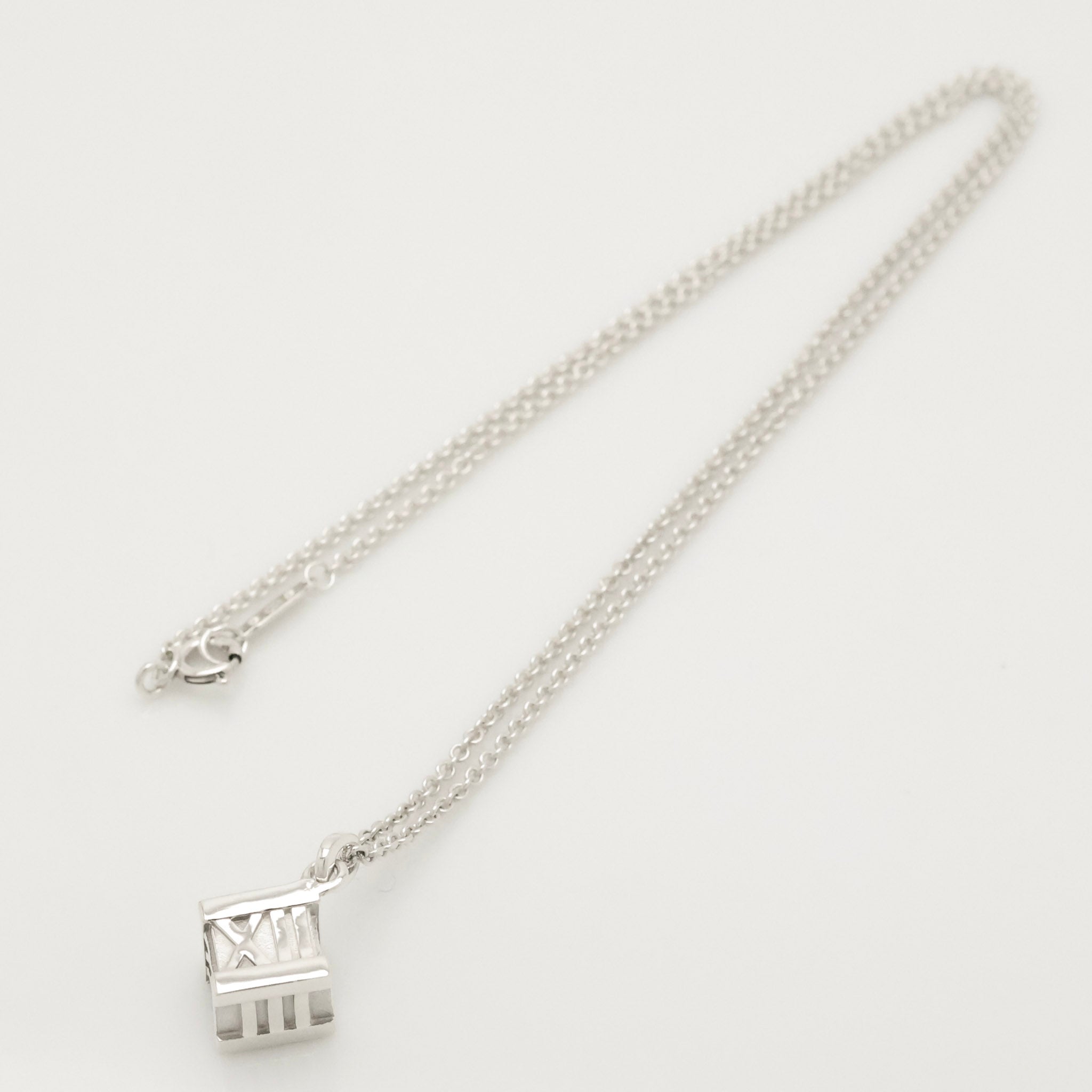  Tiffany & Co. Atlas Cube Necklace Pendant  Sterling Silver  925 