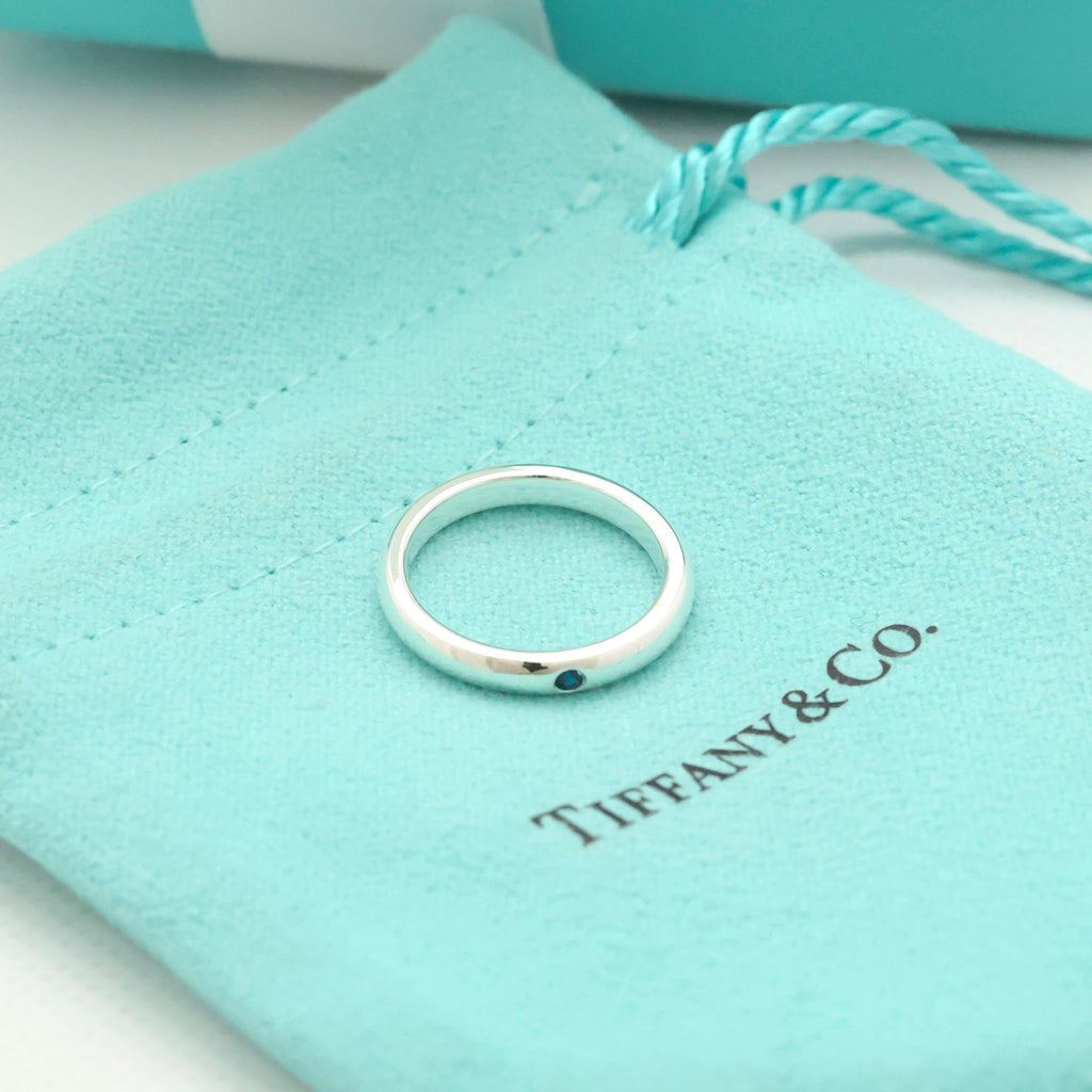 TIFFANY&Co. スタッキング バンド サファイア 1P リング 8 号 AG925