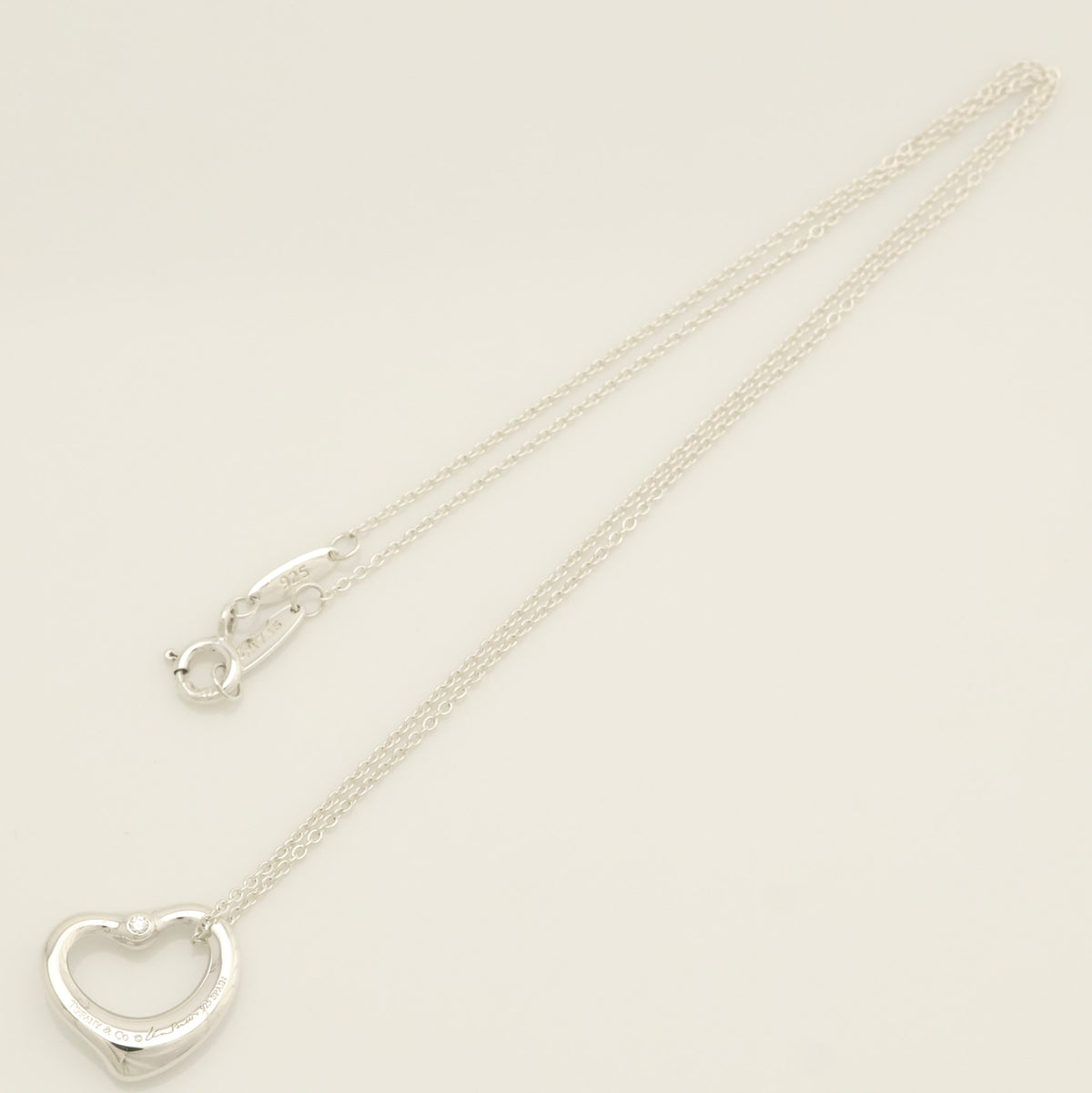 TIFFANY&Co. オープンハート 16mm 2P ダイヤモンド エルサペレッティ ネックレス AG925
