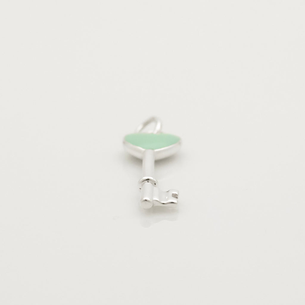Tiffany & Co. Blue Enamel Heart Key Pendant Charm Sterling Silver 925　