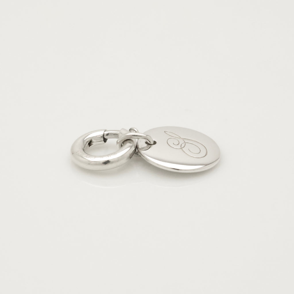 Tiffany & Co. Notes Letter S Disc Round Pendant Charm Sterling Silver 925