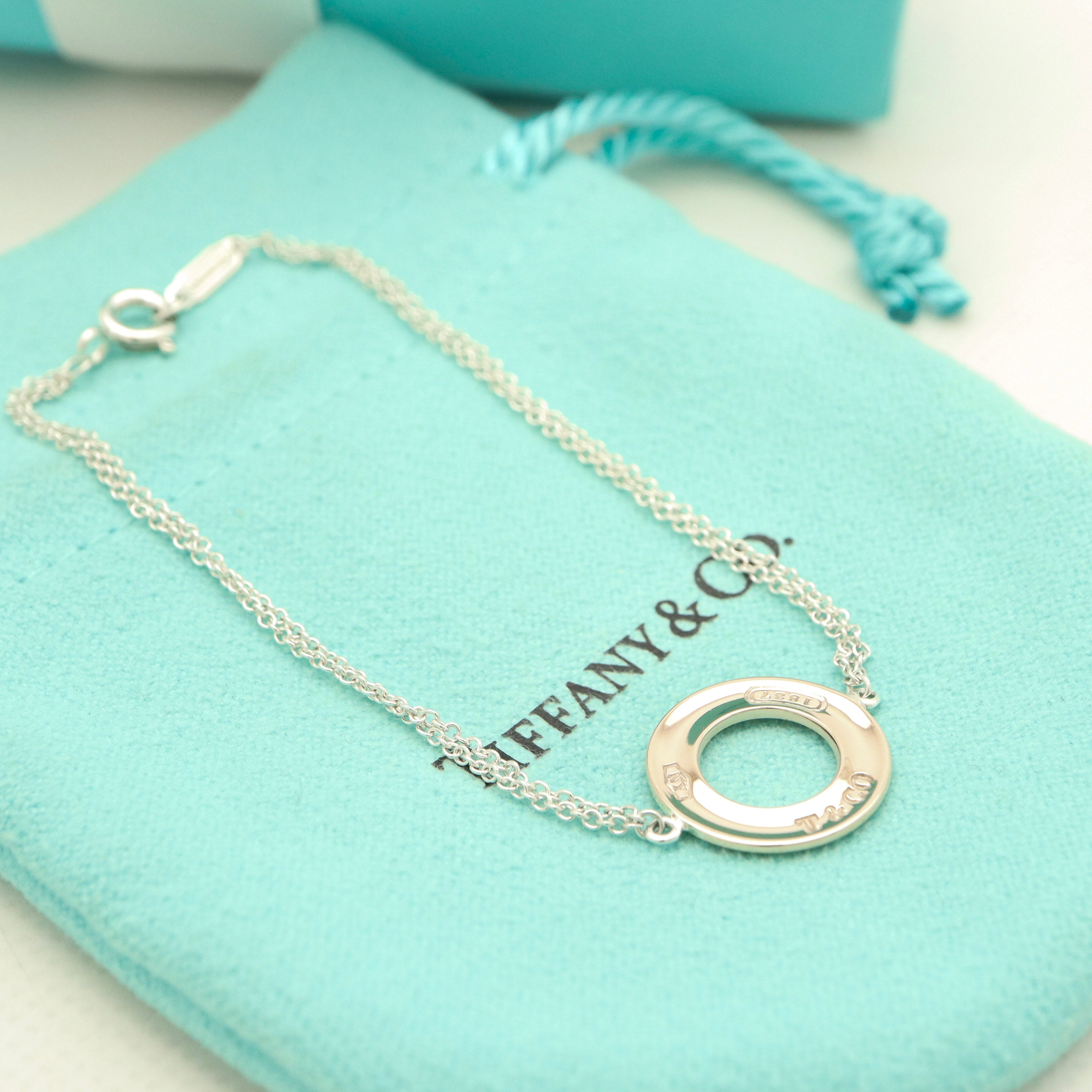 Tiffany & Co. 1837 Round Circle Double Chain Bracelet Sterling Silver 925