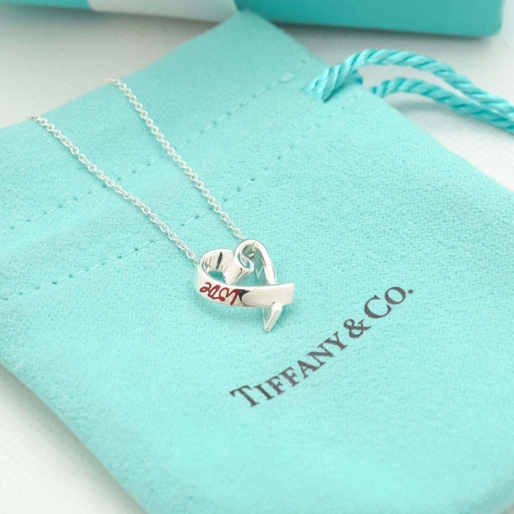 TIFFANY&Co. ラビング ハート LOVE レッド エナメル パロマピカソ ネックレス AG925