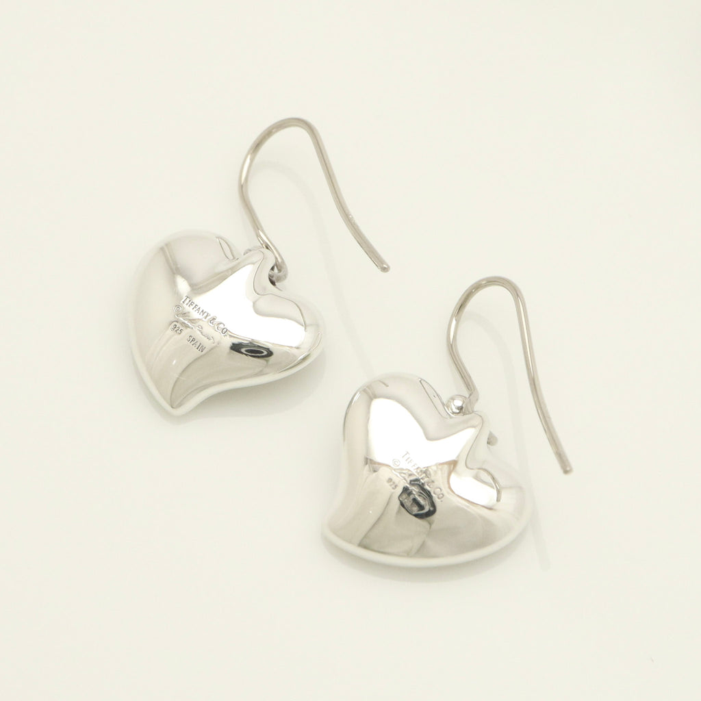 Tiffany & Co. Peretti Full Curved Heart Dangle Hook Earrings Sterling Silver 925