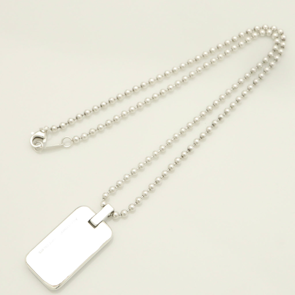 Tiffany & Co. Atlas Dog Tag Plate Ball Chain Necklace Sterling Silver 925