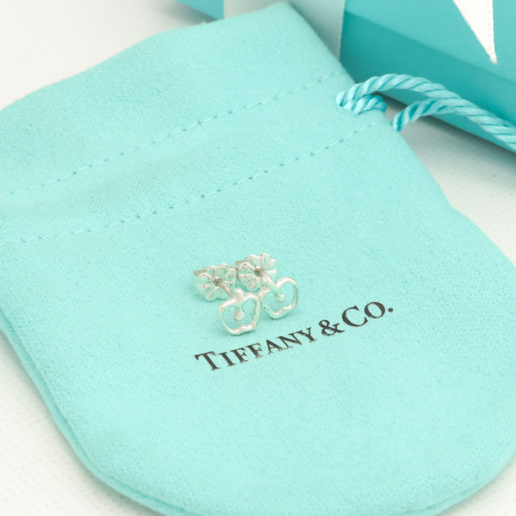 Tiffany & Co. Elsa Peretti Mini Apple Stud Earrings Sterling Silver 925