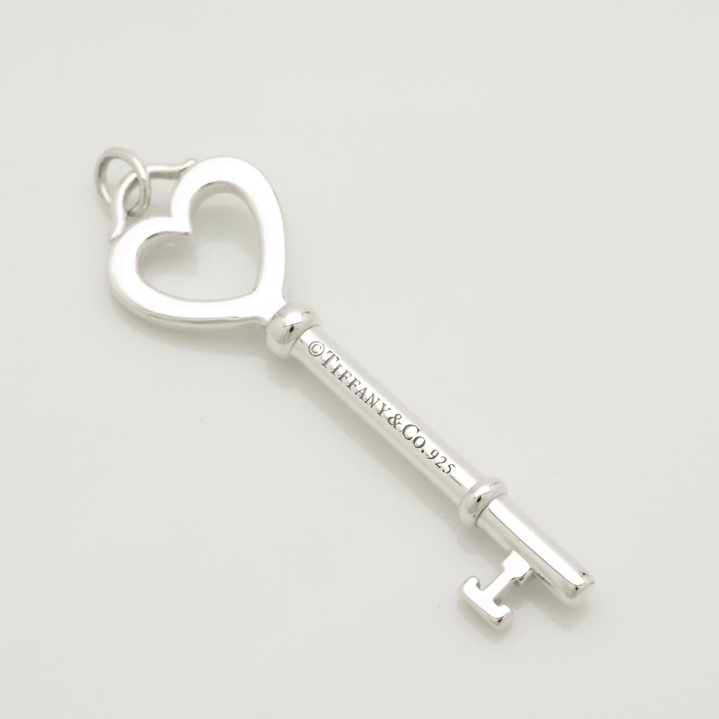  Tiffany & Co. Heart Key Charm Pendant Sterling Silver 925