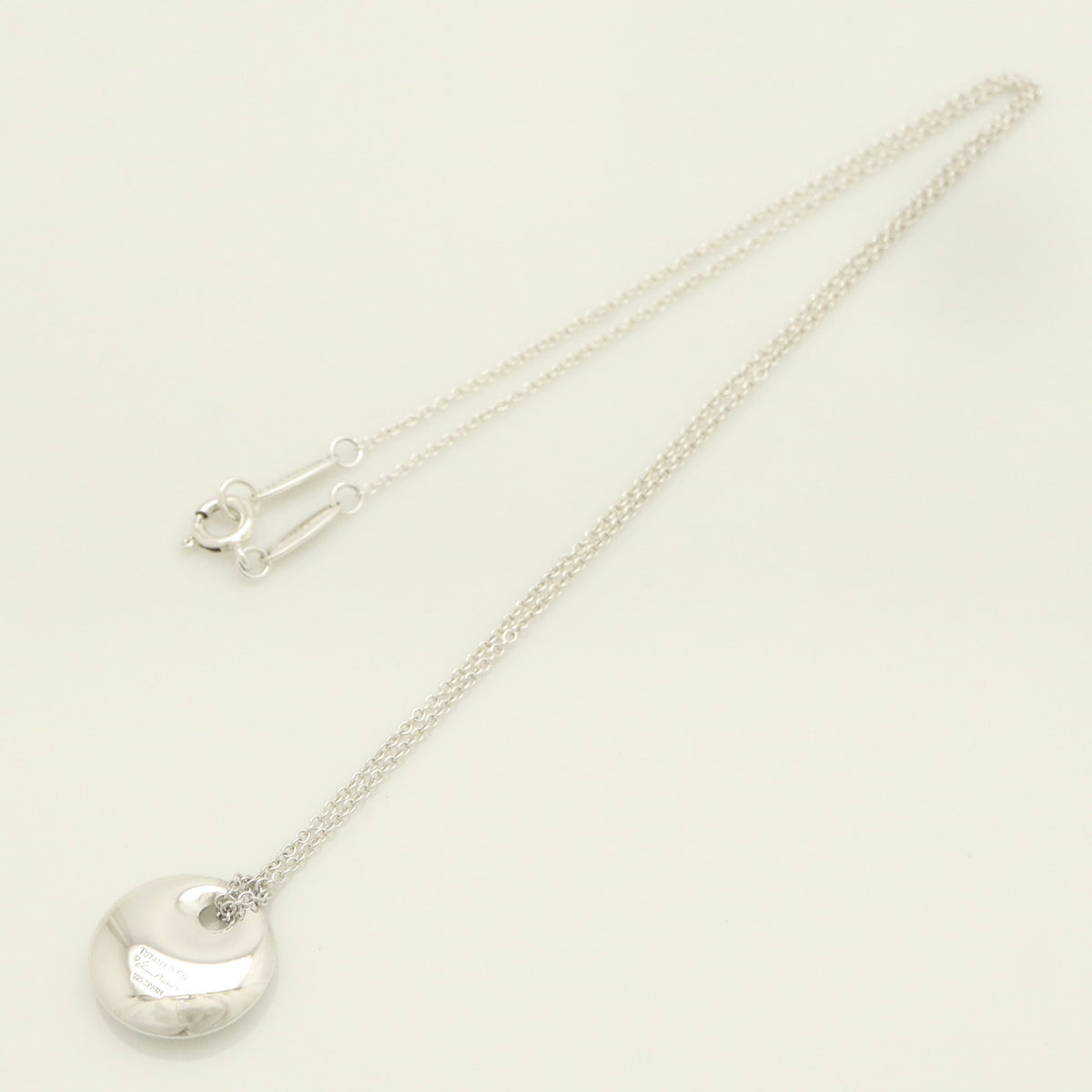 Tiffany & Co. Small Round Circle Disc Necklace Pendant Sterling Silver 925