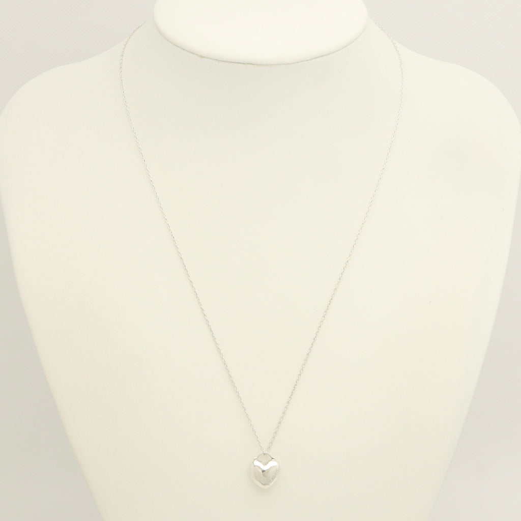 Tiffany & Co. Puff Heart Dangle Pendant Necklace Sterling Silver 925