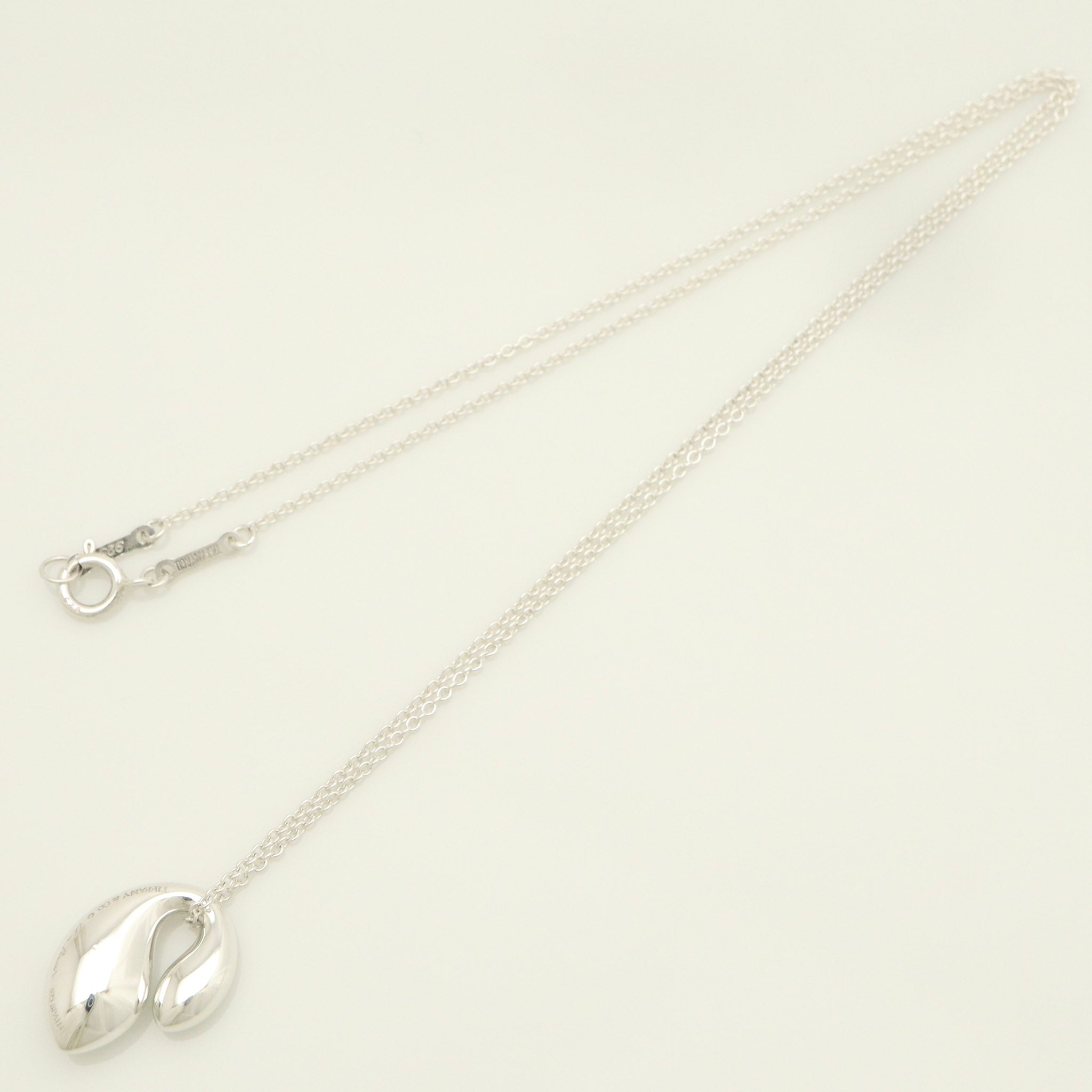Tiffany & Co. Elsa Peretti Sterling Silver Double Teardrop Pendant Necklace Sterling Silver 925