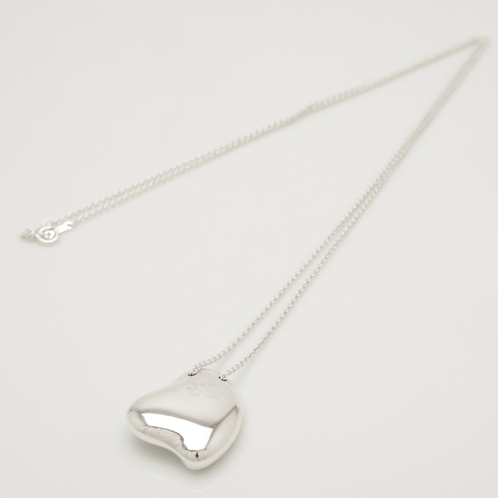  Tiffany & Co. Large Full Heart Pendant Necklace Sterling Silver 925