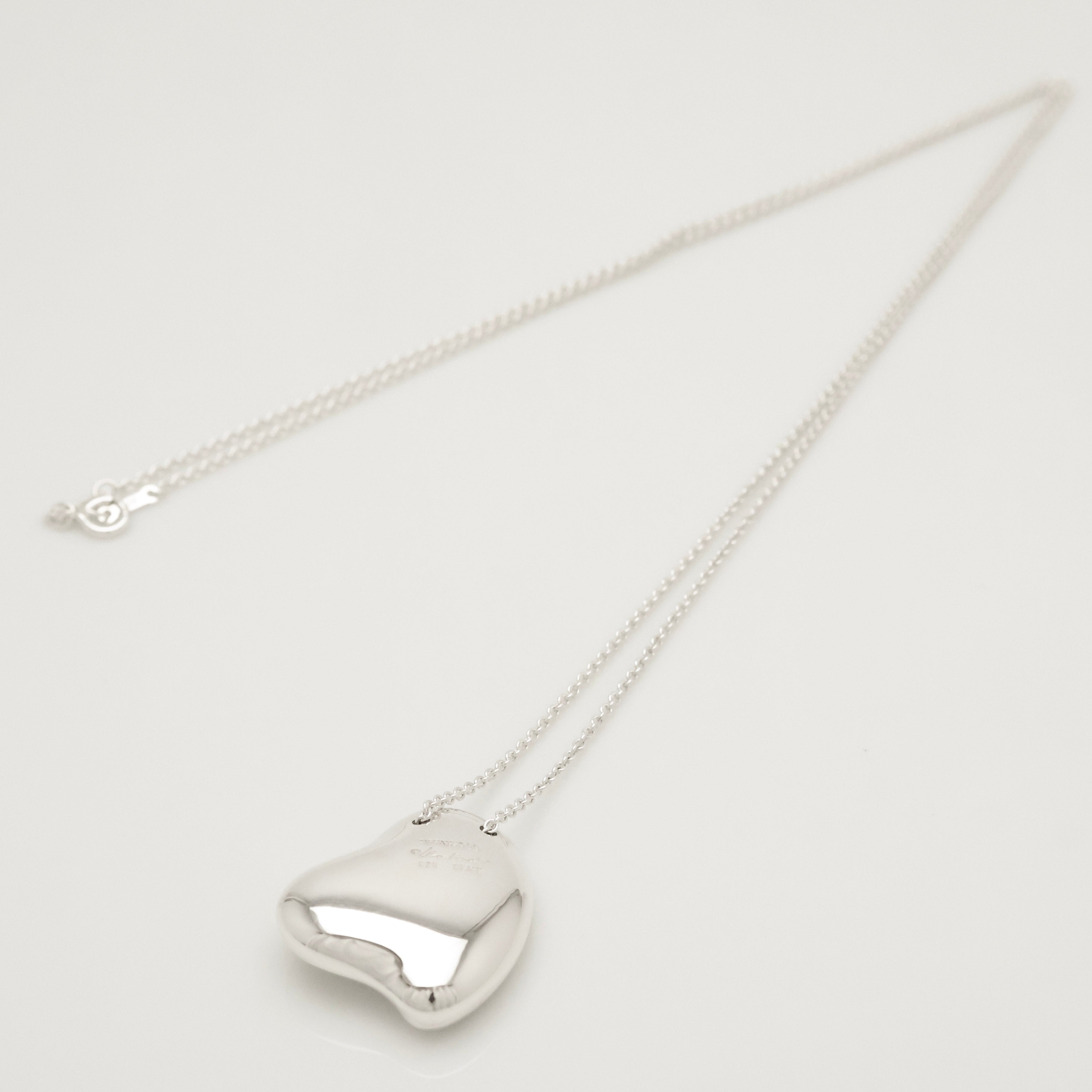  Tiffany & Co. Large Full Heart Pendant Necklace Sterling Silver 925