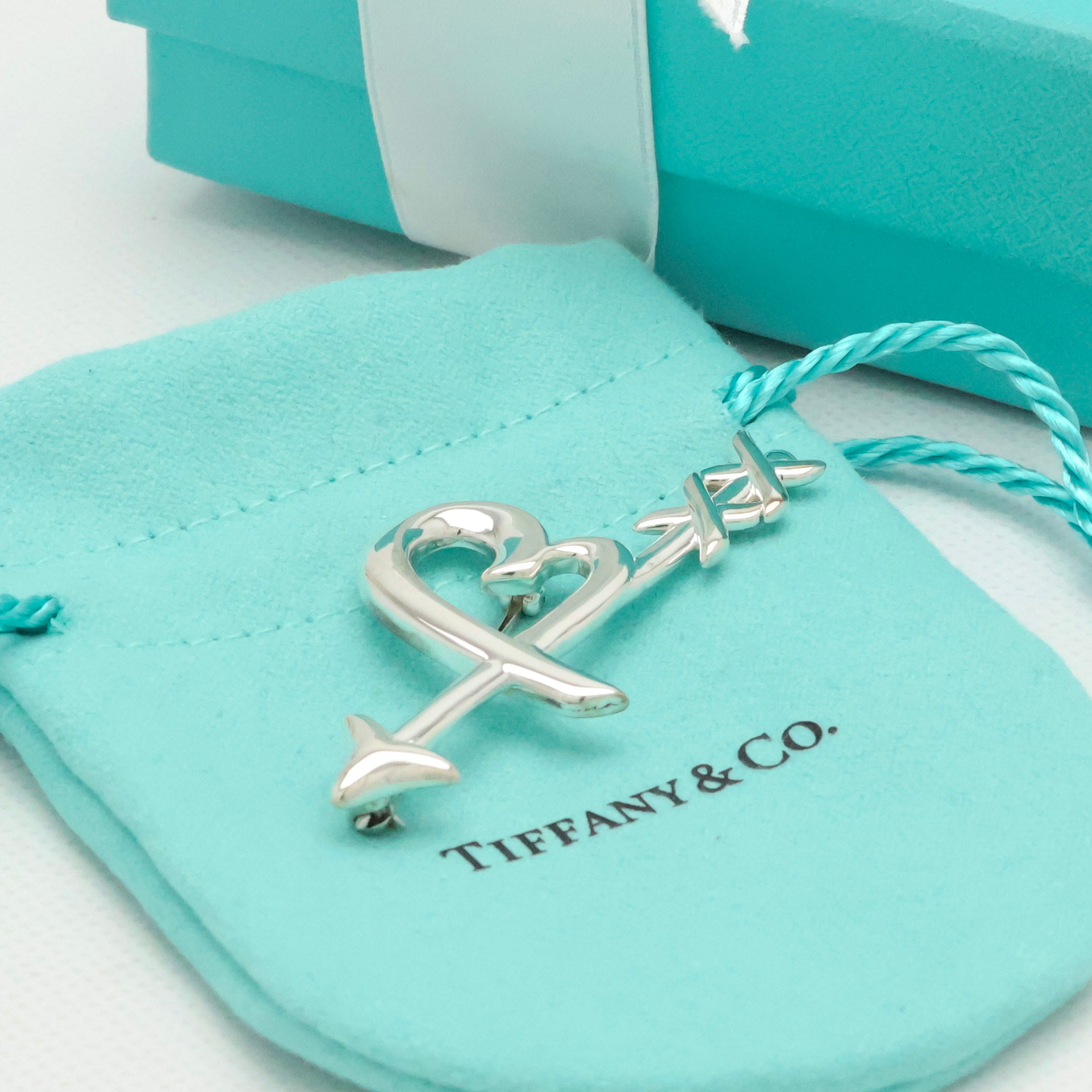 Tiffany & Co. Picasso Loving Heart Arrow Pin Brooch Sterling Silver 925