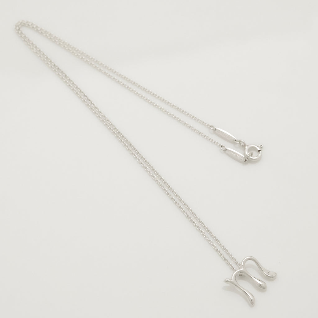 Tiffany & Co. Initial Letter "M" Necklace Pendant Sterling Silver 925