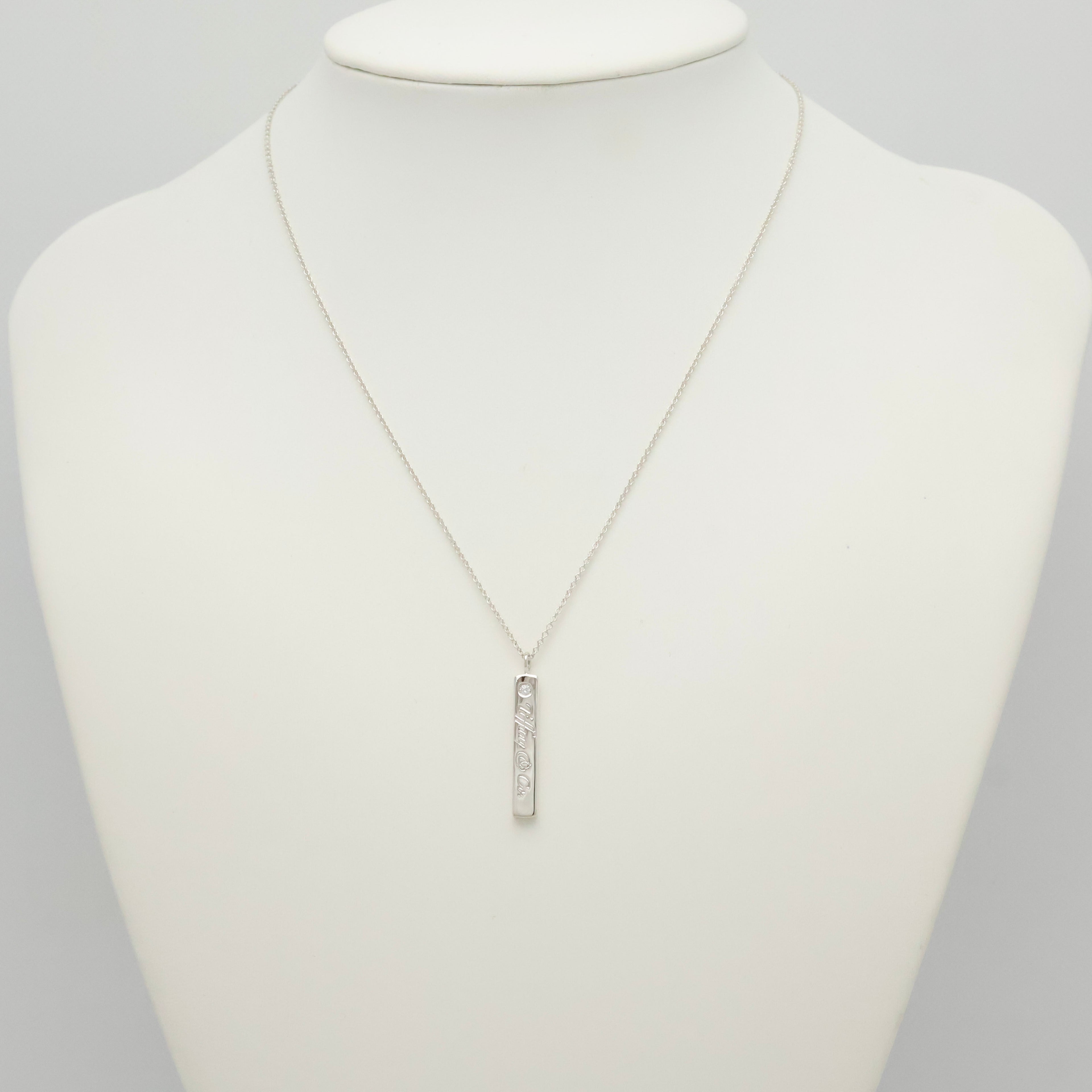 Tiffany & Co. Notes Diamond Bar Necklace Sterling Silver 925