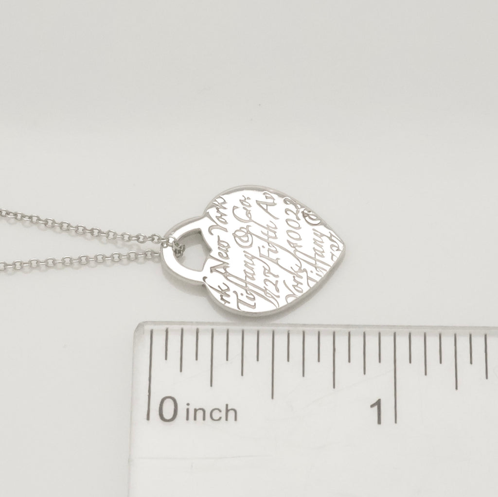 Tiffany & Co. Notes I LOVE YOU Heart Pendant Necklace Sterling Silver 925