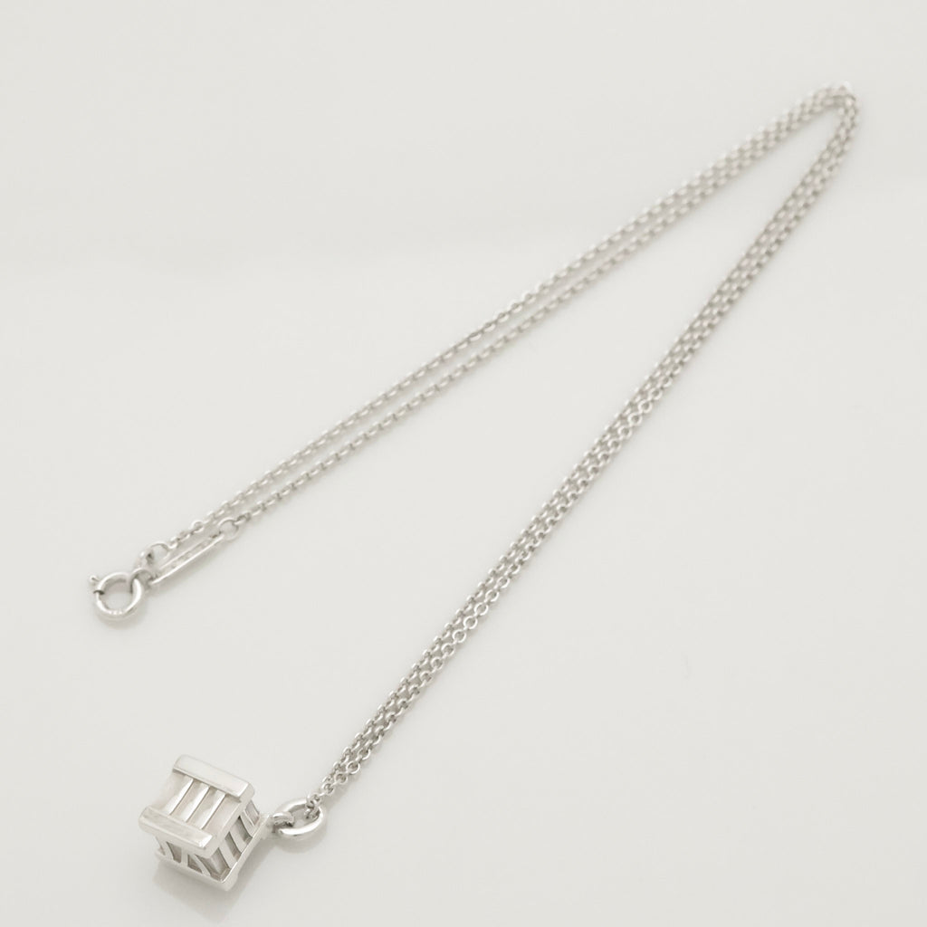  Tiffany & Co. Atlas Cube Necklace Pendant  Sterling Silver  925 
