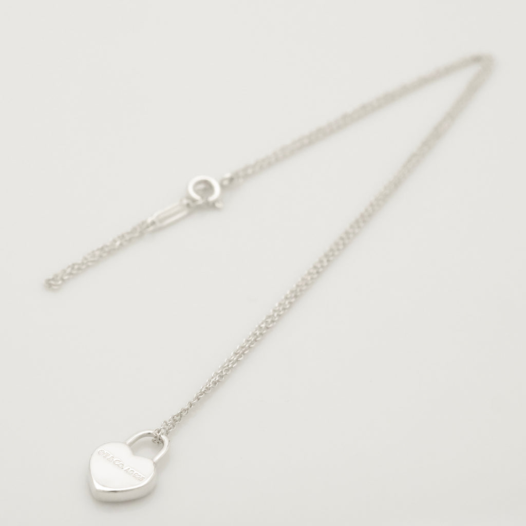  Tiffany & Co. Return to Mini Heart Lock Padlock Necklace  Sterling Silver 925