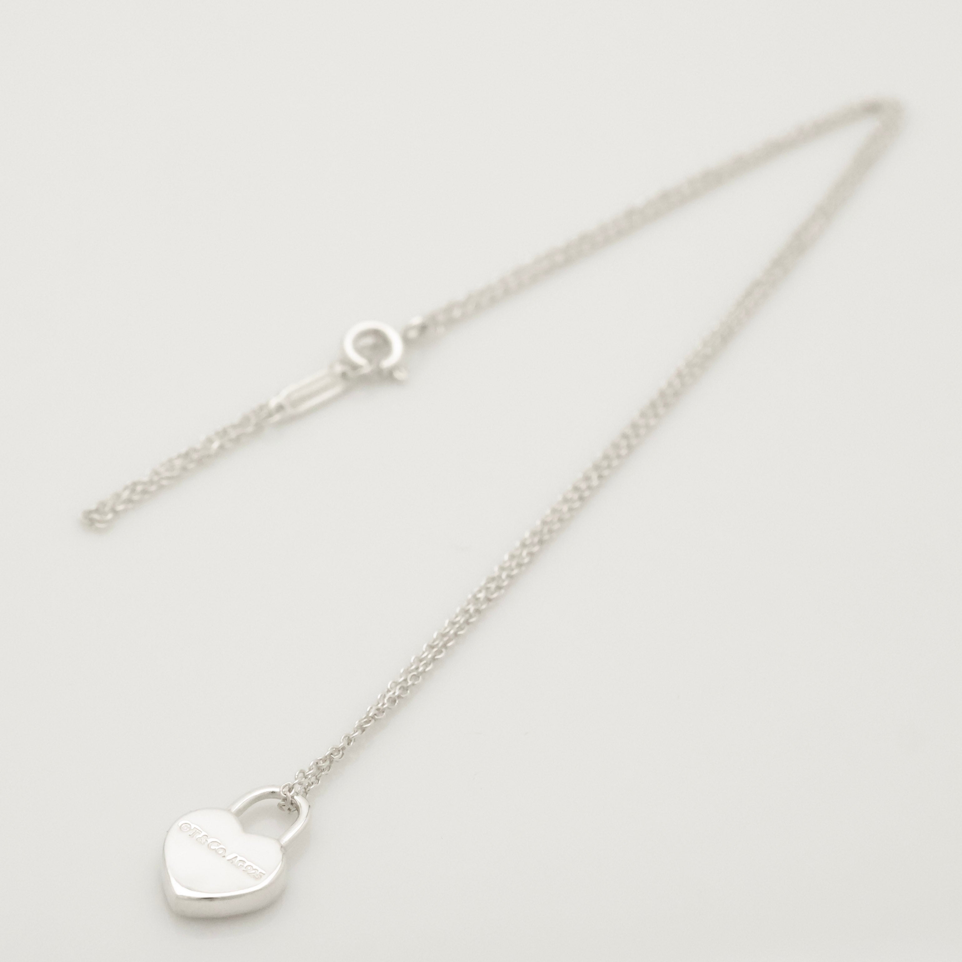  Tiffany & Co. Return to Mini Heart Lock Padlock Necklace  Sterling Silver 925